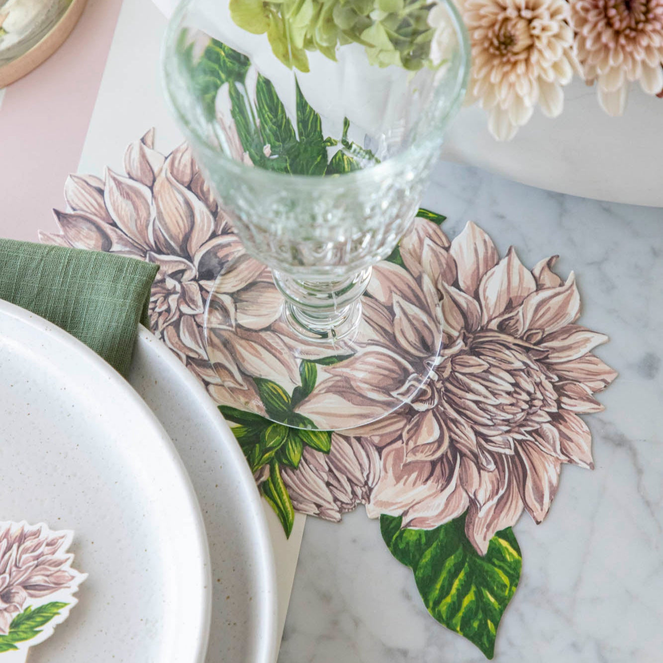 Elegant Dahlia Table Accent - Floral Home Decor Centerpiece for Dining Room, Living Room & Wedding Decorations