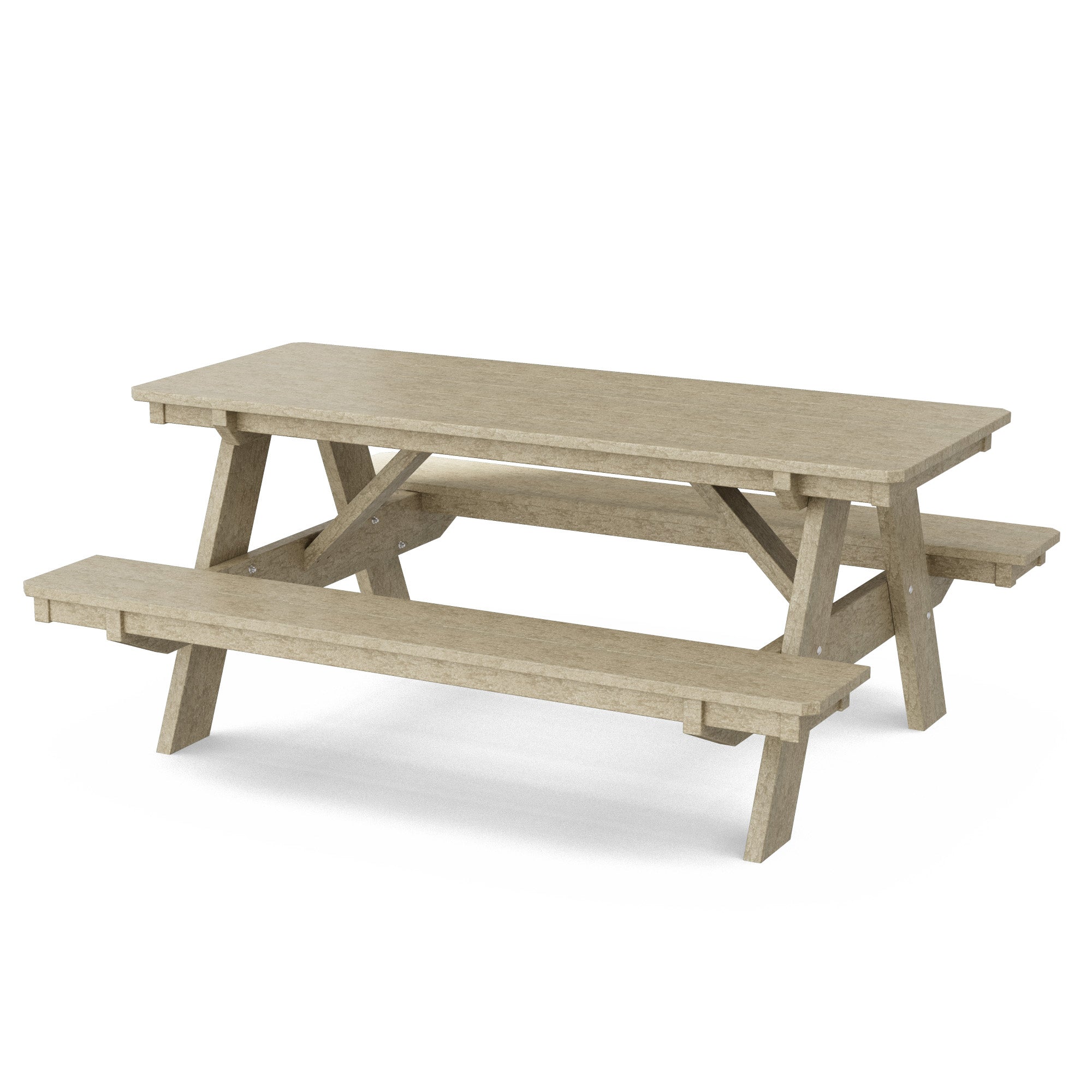 Heritage 72 Inch Outdoor Picnic Table with Attached Benches - Durable All-Weather Patio Furniture for Backyard, Garden, and Park Gatherings