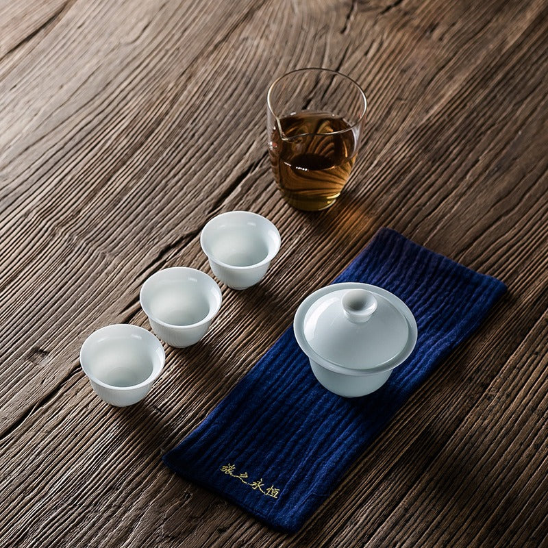 Premium Porcelain Gaiwan Travel Tea Set with Carrying Bag - Perfect for On-the-Go Tea Ceremonies, Camping & Office Use
