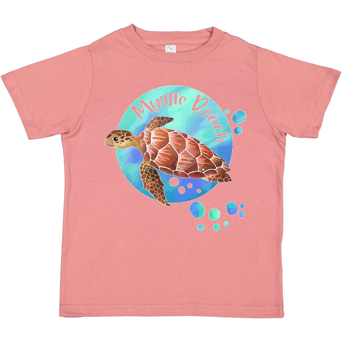 Inktastic Myrtle Beach Sea Turtle and Bubbles Toddler T-Shirt - Cute Summer Vacation Outfit for Boys & Girls - Perfect for Beach Trips, Family Holidays & Casual Wear