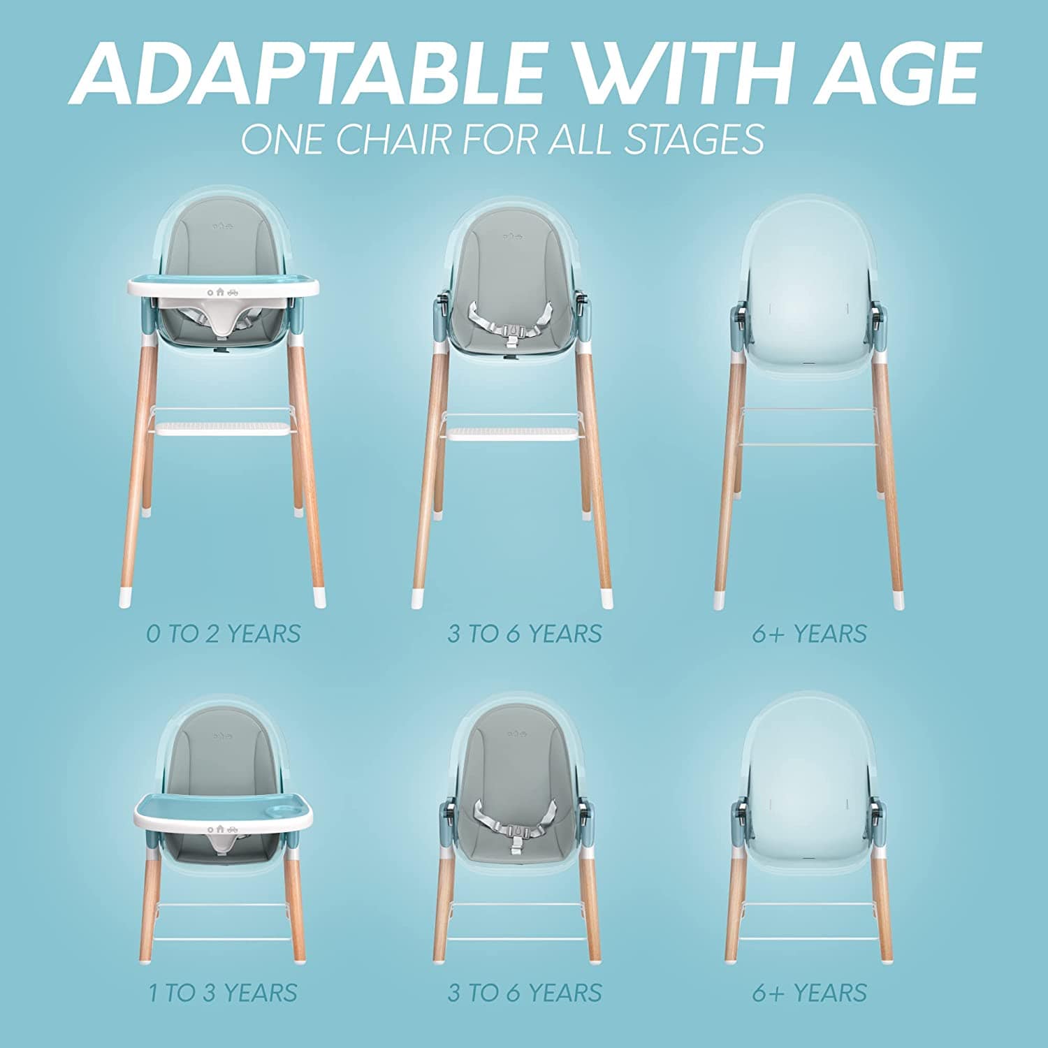 Premium Deluxe High Chair for Babies & Toddlers with Removable Cushion - Adjustable Height & Easy Clean for Dining, Feeding & Playtime