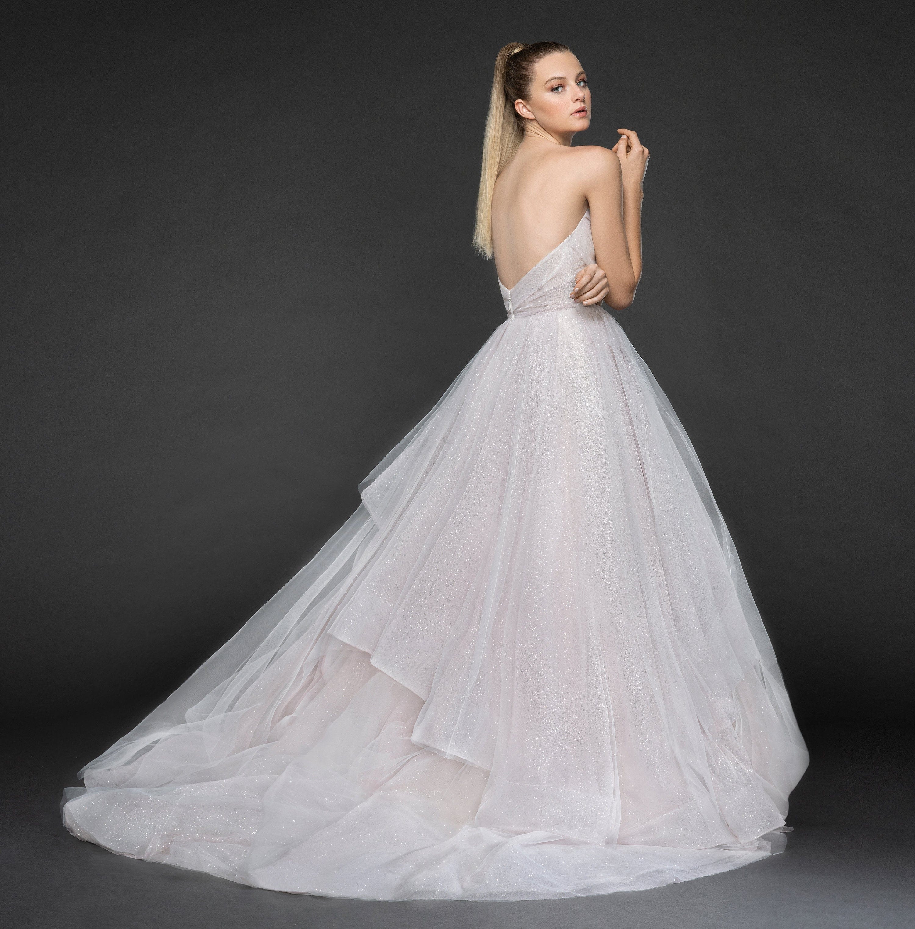 Hayley Paige Romee Blush Wedding Dress Size 10 - Elegant Bridal Gown for Church Ceremony & Reception
