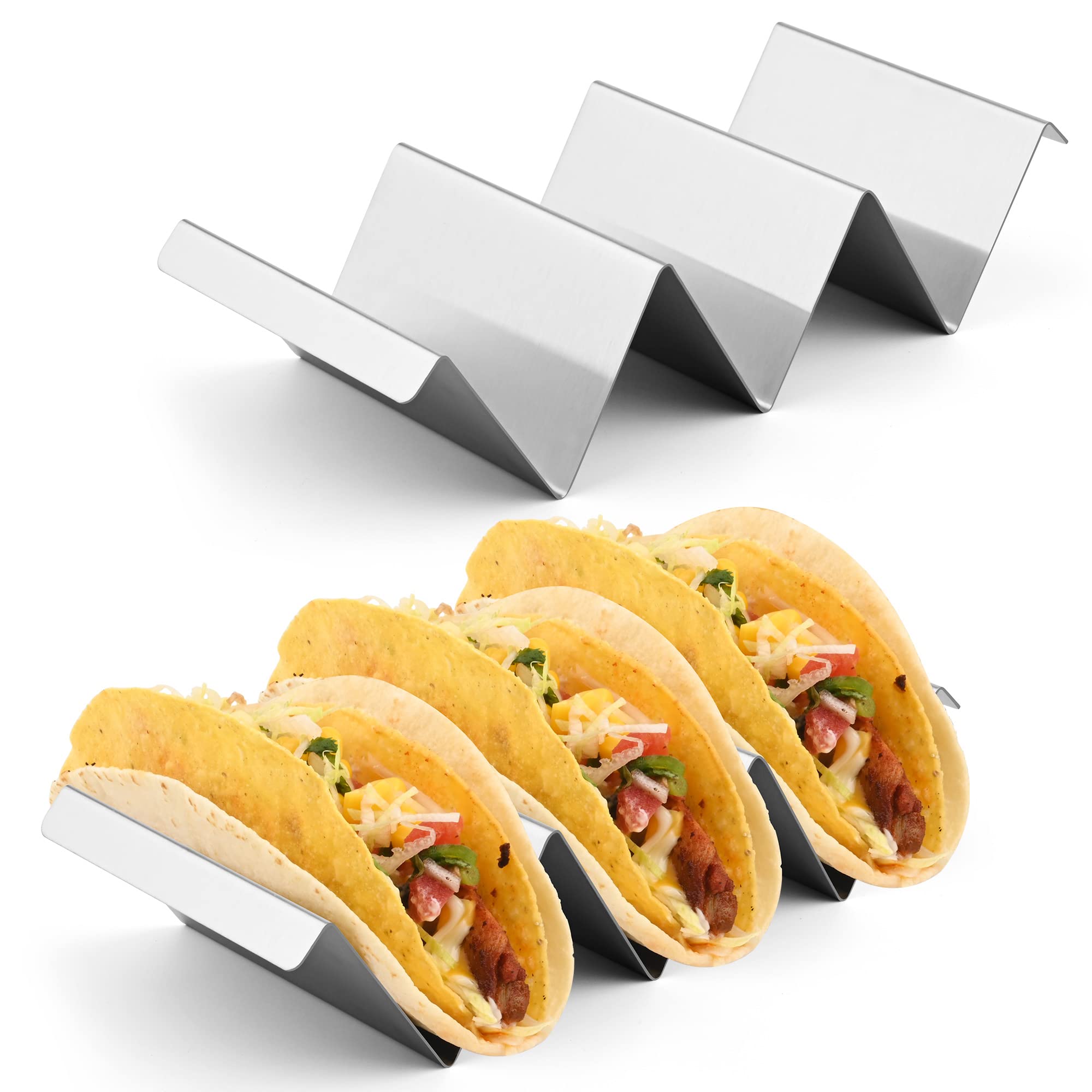 Stainless Steel Taco Holders Set of 2 - Taco Stand Rack Tray for Baking & Grilling | Oven & Dishwasher Safe | Perfect for Taco Night, Parties & Outdoor BBQ