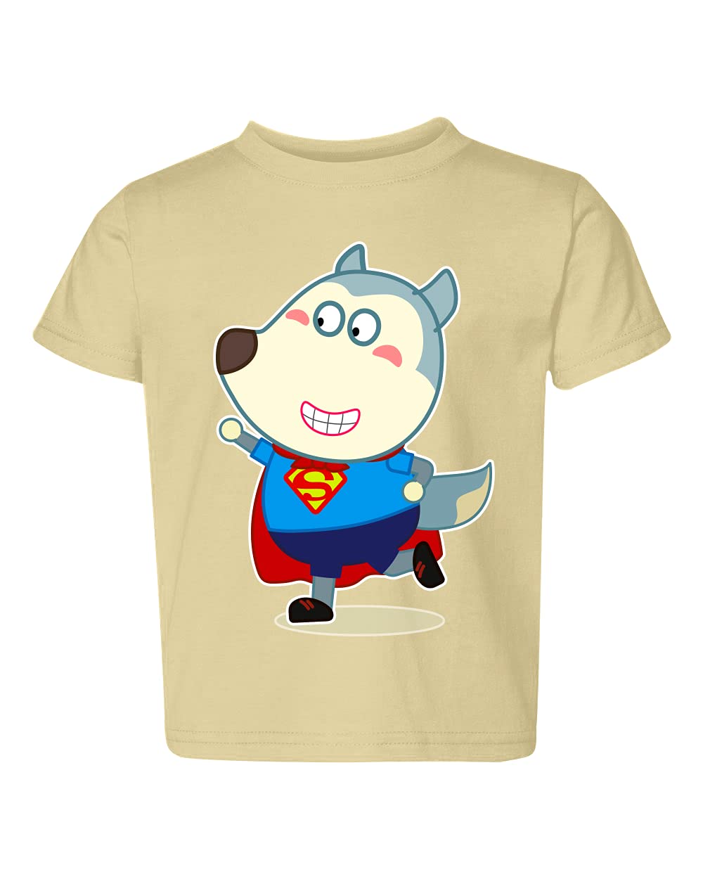 Wolfoo Cartoon Character Toddler T-Shirt for Boys - Super Soft Cotton Kids Tee for Playdates, Preschool & Everyday Wear