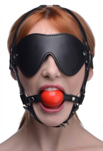 Premium Silicone Ball Gag with Adjustable Blindfold & Harness - 4cm Diameter BDSM Bondage Restraint for Adults - Perfect for Role Play, Fetish Parties & Spicing Up Your Sex Life - Durable & Comfortable Sex Toy Gift