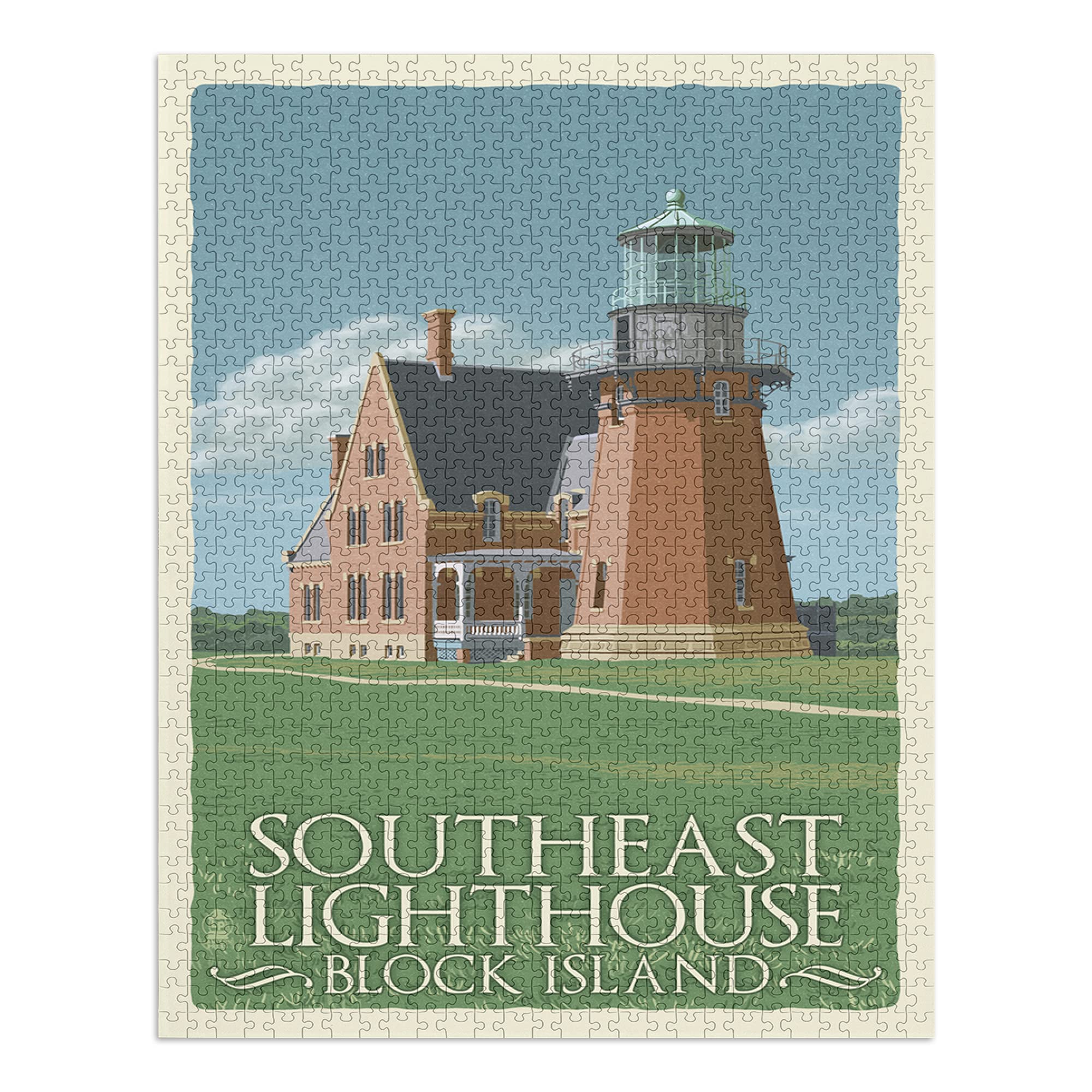 Premium 1000-Piece Block Island Southeast Lighthouse Jigsaw Puzzle for Adults & Families (19x28.5