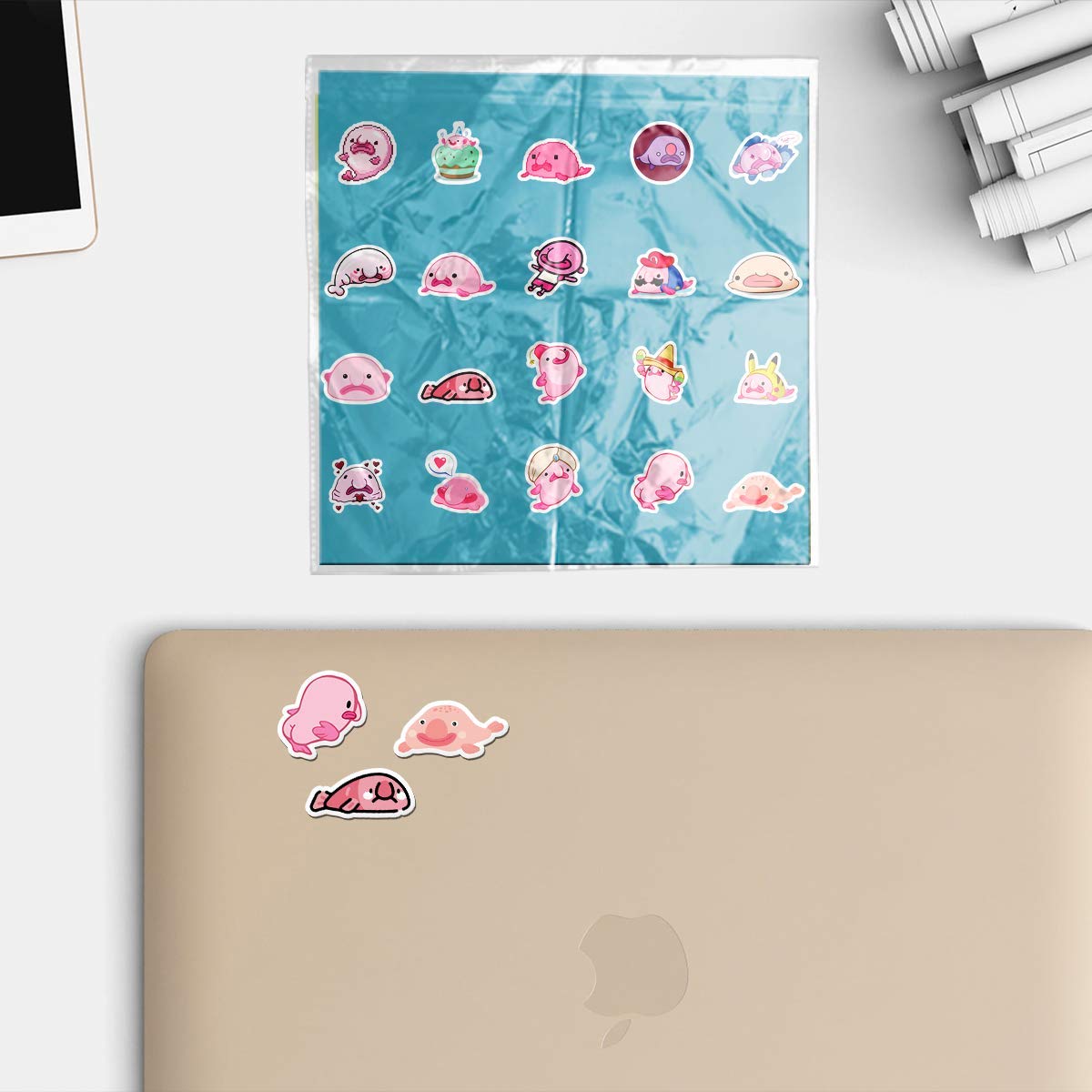 20 PCS Blobfish Aesthetic Vinyl Stickers - Colorful Waterproof Decals for Water Bottles, Laptops, Scrapbooking, Luggage, Skateboards & Guitars - Perfect for DIY Crafts, School Supplies & Personalizing Your Belongings