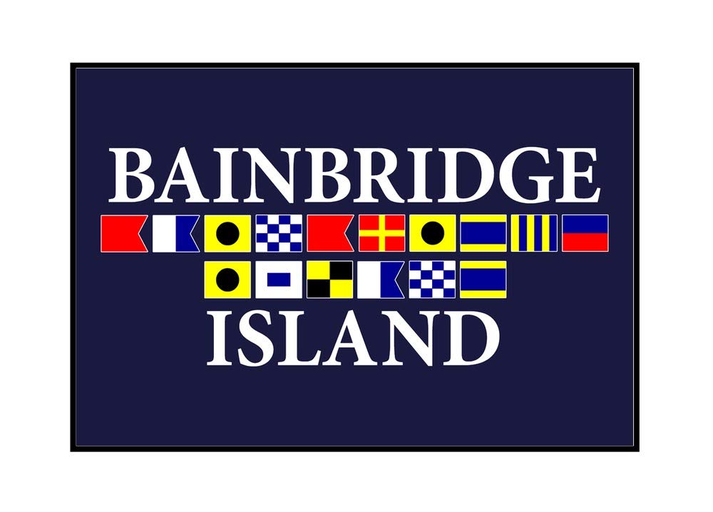 Nautical Flags Wall Art - Bainbridge Island, Washington 36x24 Framed Canvas Print - Coastal Home Decor for Living Room, Bedroom & Office