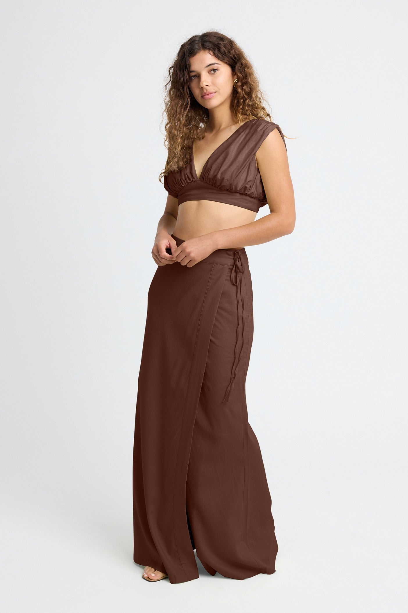 Callen Linen Maxi Skirt for Women - Flowy Boho Long Skirt in Chocolate Brown | Perfect for Beach, Vacation & Summer Outfits