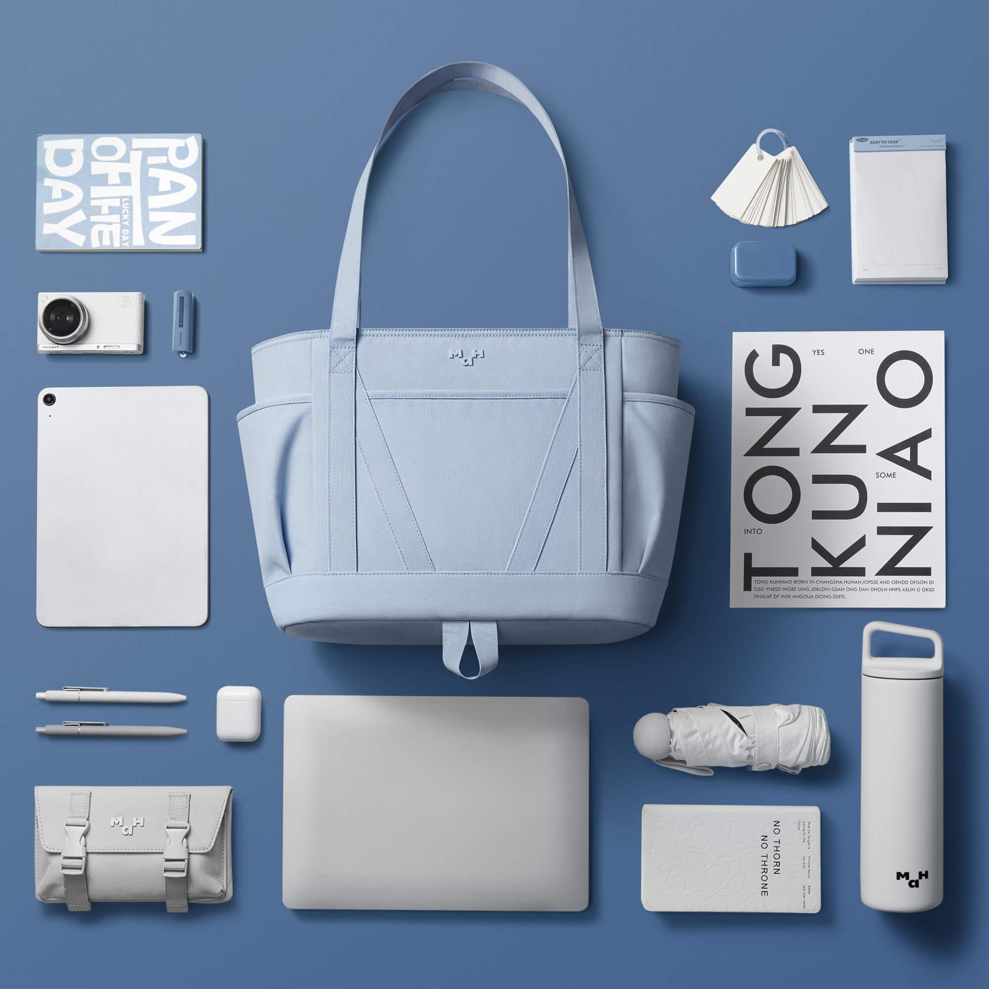 Young Tour Tote Bag - Lightweight & Durable Cloud Blue Shoulder Bag for Women | Perfect for Travel, Shopping & Daily Use