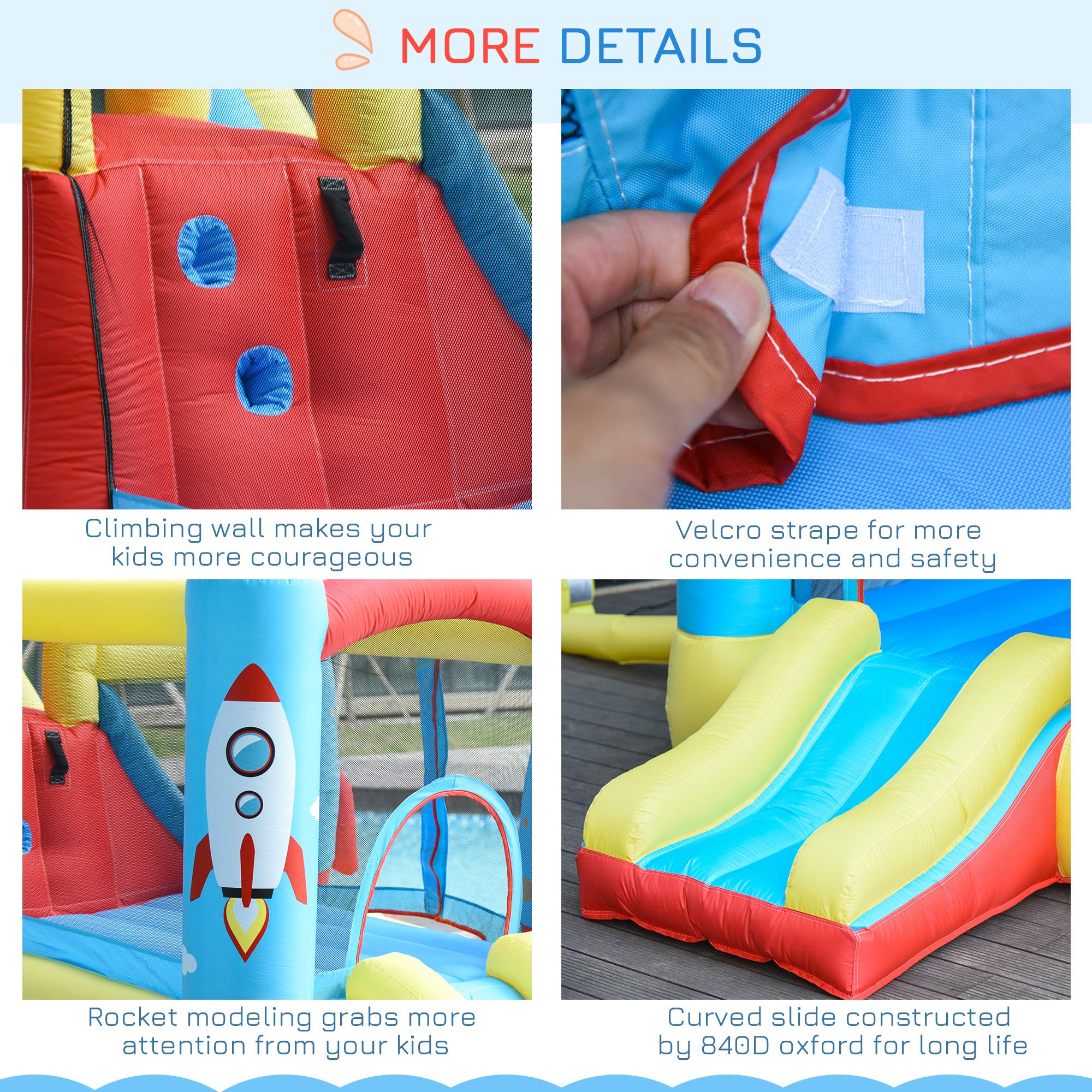Outsunny 4-in-1 Kids Inflatable Water Slide & Bounce House with 2 Slides, Climbing Wall, Trampoline & Splash Pool - Perfect for Backyard Birthday Parties, Summer Water Play & Outdoor Family Fun