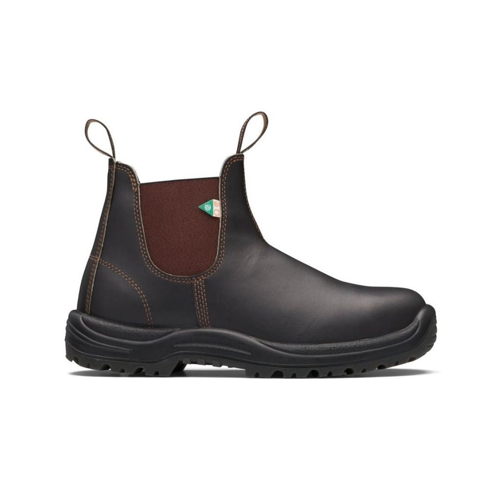 Blundstone 162 Brown Unisex Steel Toe Slip-On Work Boots - Safety Shoes for Construction, Warehouse & Outdoor Work