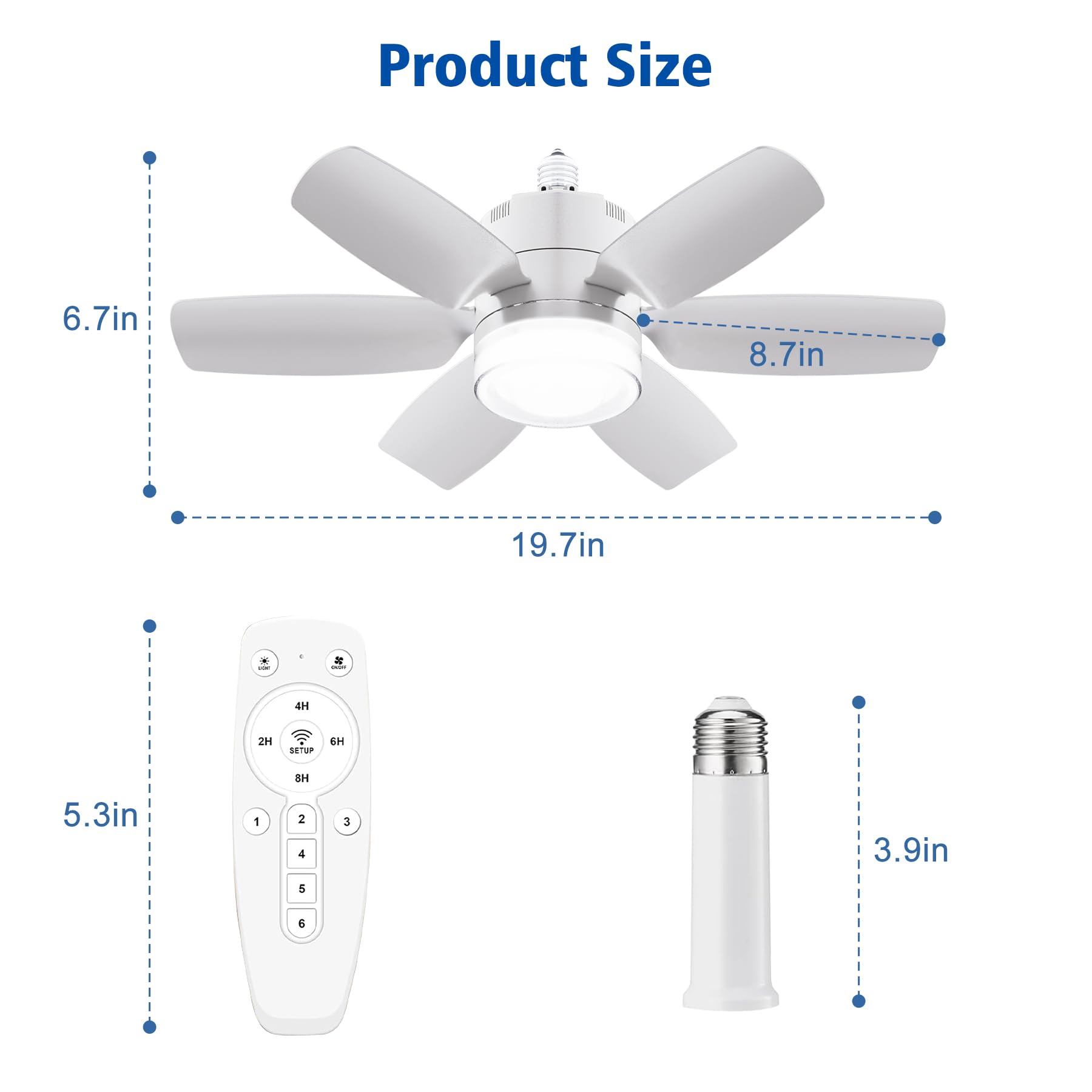 Remote-Controlled Dimmable LED Ceiling Fan with Light, 3 Colors 2800K-6500K - Perfect for Bedroom & Living Room
