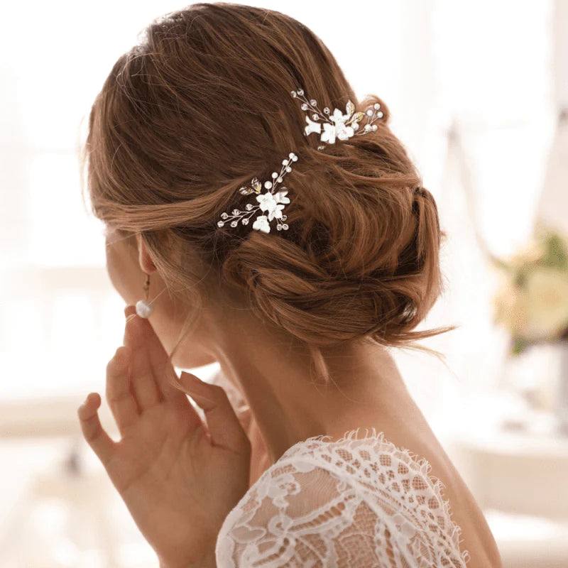 Elegant Gold Bridal Hair Pins with Sparkling Crystals & Pearls - Wedding Hair Accessories for Brides, Bridesmaids & Special Occasions