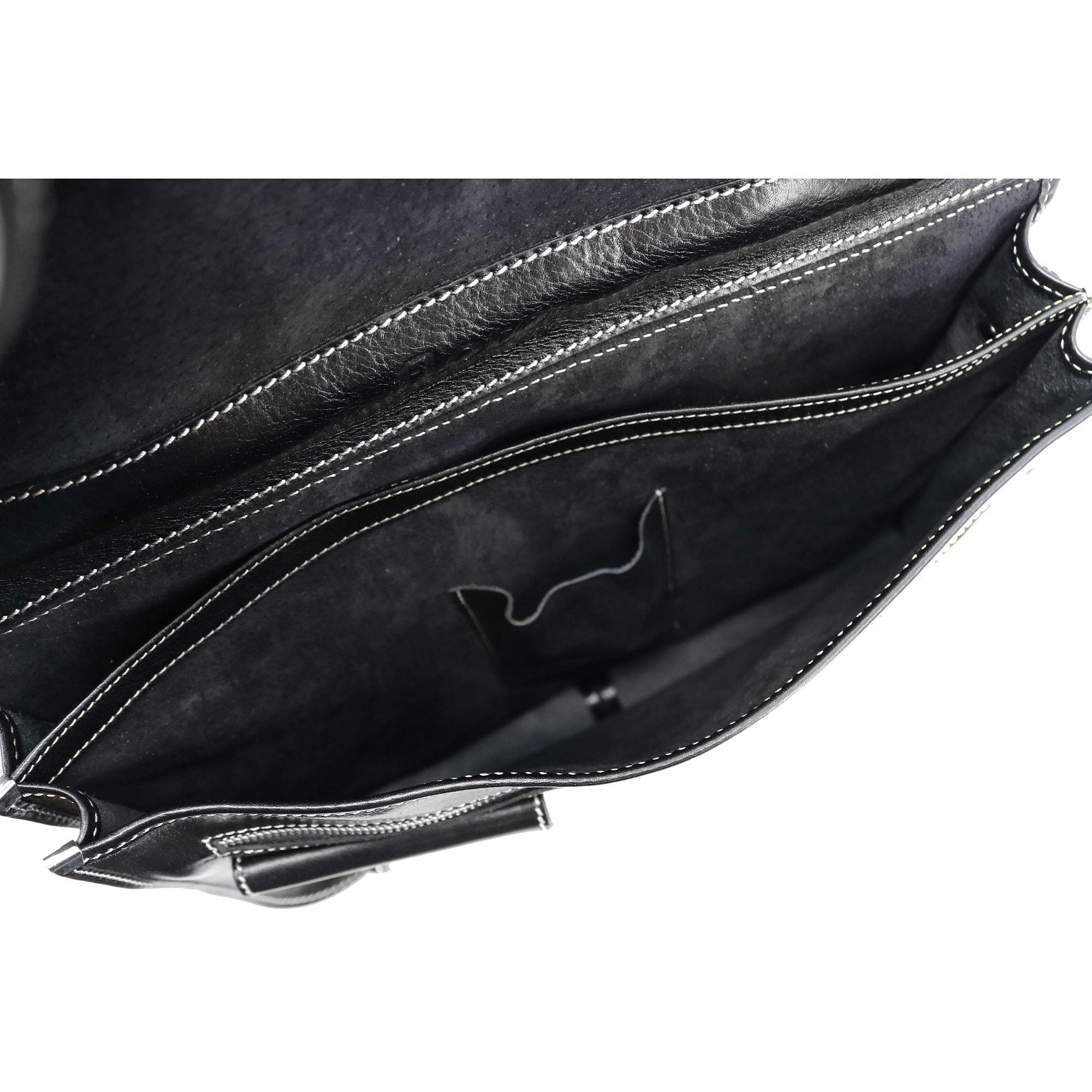 Floto Luggage Roma Messenger Bag for Men & Women - Black Leather Crossbody Shoulder Bag - Perfect for Travel, Work & Daily Commute
