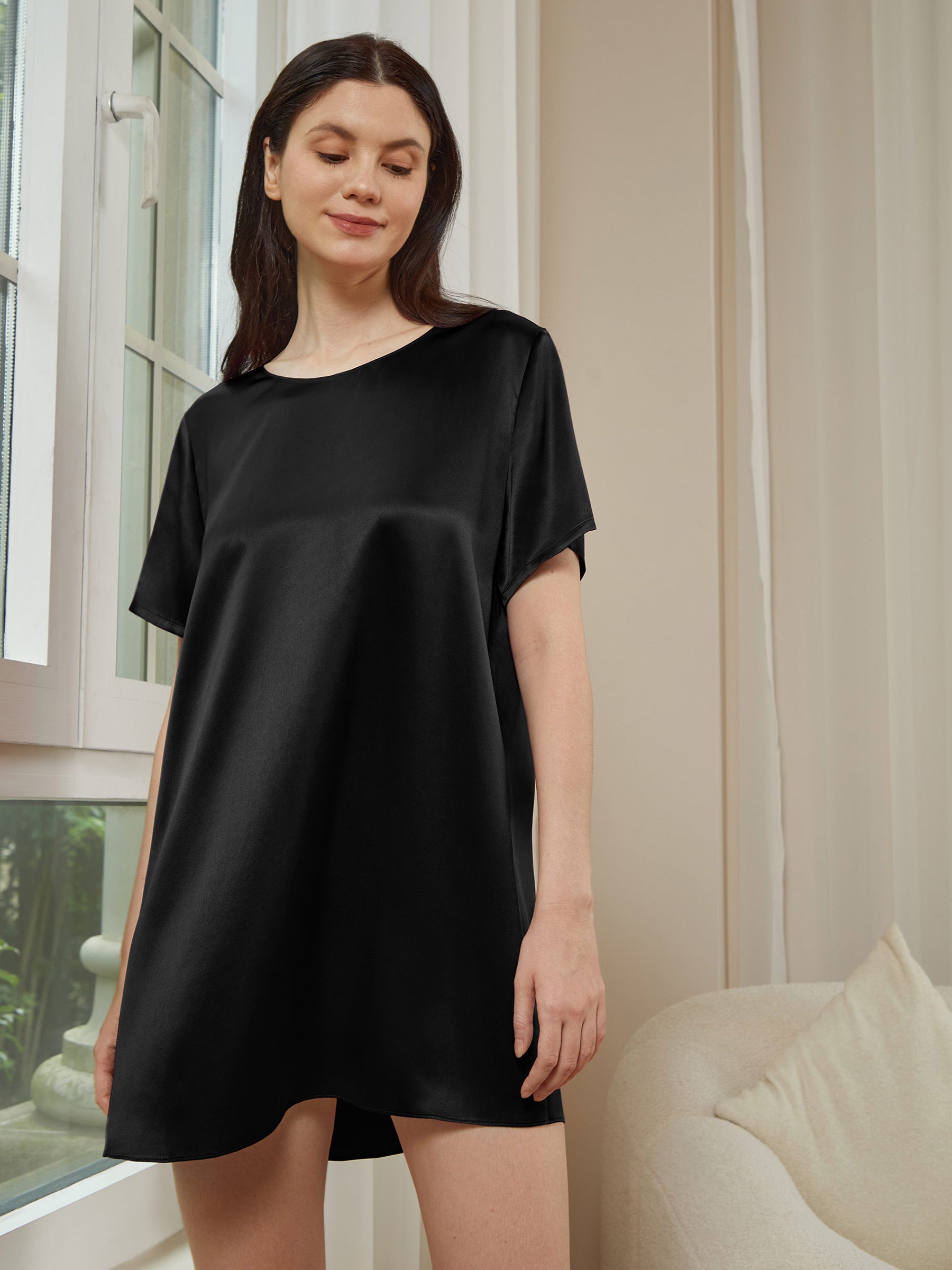 Silk Pullover Sleepshirt for Women - Soft & Comfortable Nightwear for Relaxing at Home or Sleeping
