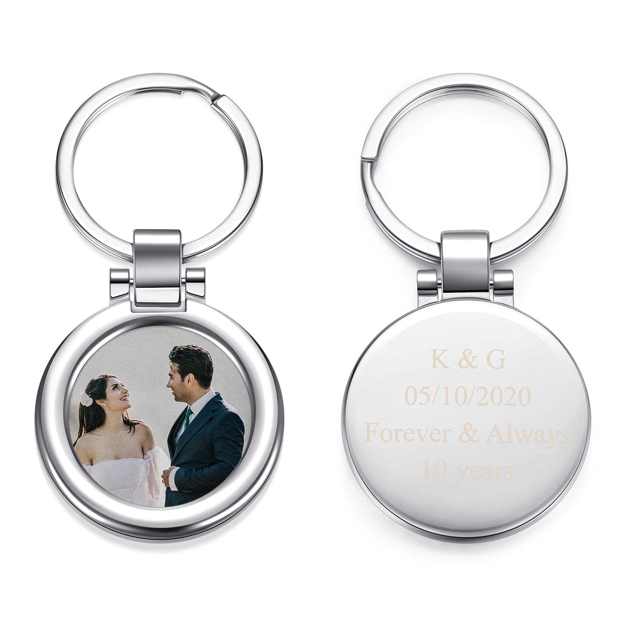 Personalized Custom Photo Keychain - Free Engraving with Colorful Picture & Text - Couple Keychain, Memorial Gift for Anniversary, Valentine's Day - Perfect for Gifts, Keepsakes, and Everyday Carry