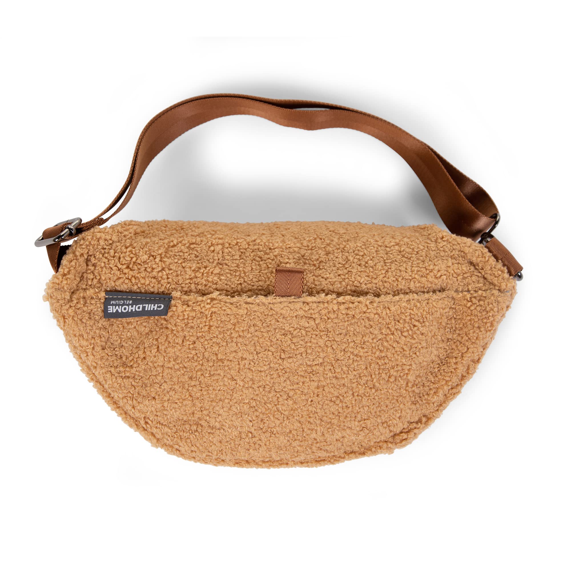 Childhome On The Go Belt Bag for Women - Adjustable Fanny Pack & Crossbody Purse, Mini Waist Bag with Multiple Pockets, Teddy Brown - Perfect for Travel, Gym, Running & Daily Use