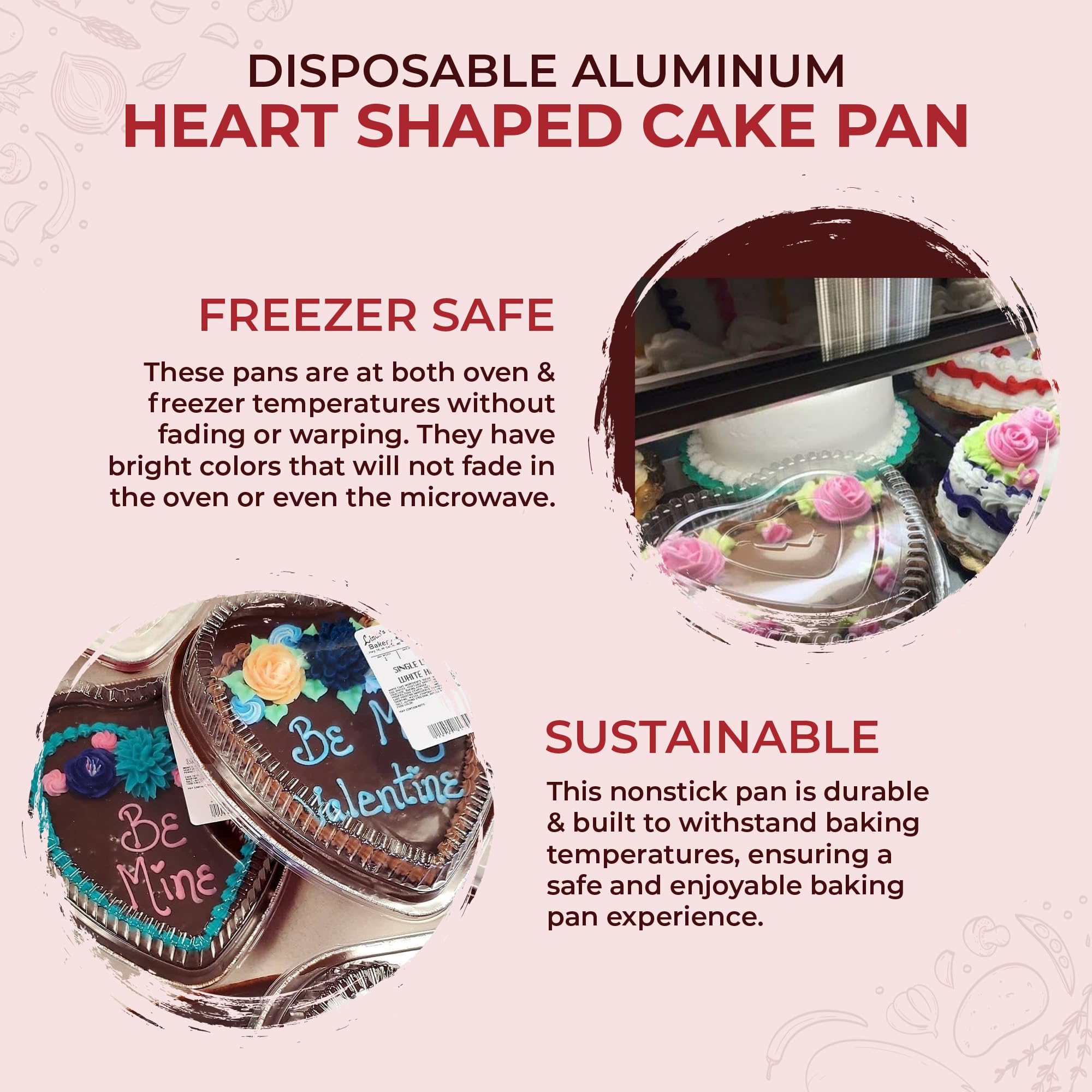 KitchenDance 8 Inch Disposable Heart Shaped Aluminum Pans with Lids - Perfect for Baking Cakes, Chocolates, Desserts & Food Storage - Great for Valentine's Day, Birthday Parties, Wedding Favors & Holiday Gifting - Pack of 339
