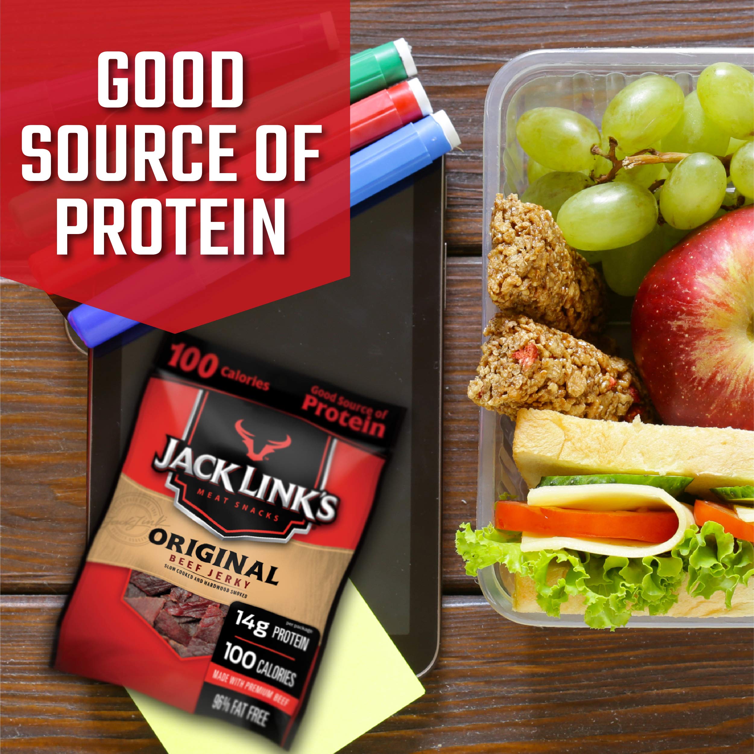 Jack Link's Beef Jerky Variety Pack - Original, Teriyaki & Peppered (20 Count) | High Protein (13g per Serving), Gluten-Free Meat Snacks for Hiking, Camping & On-The-Go Energy Boost