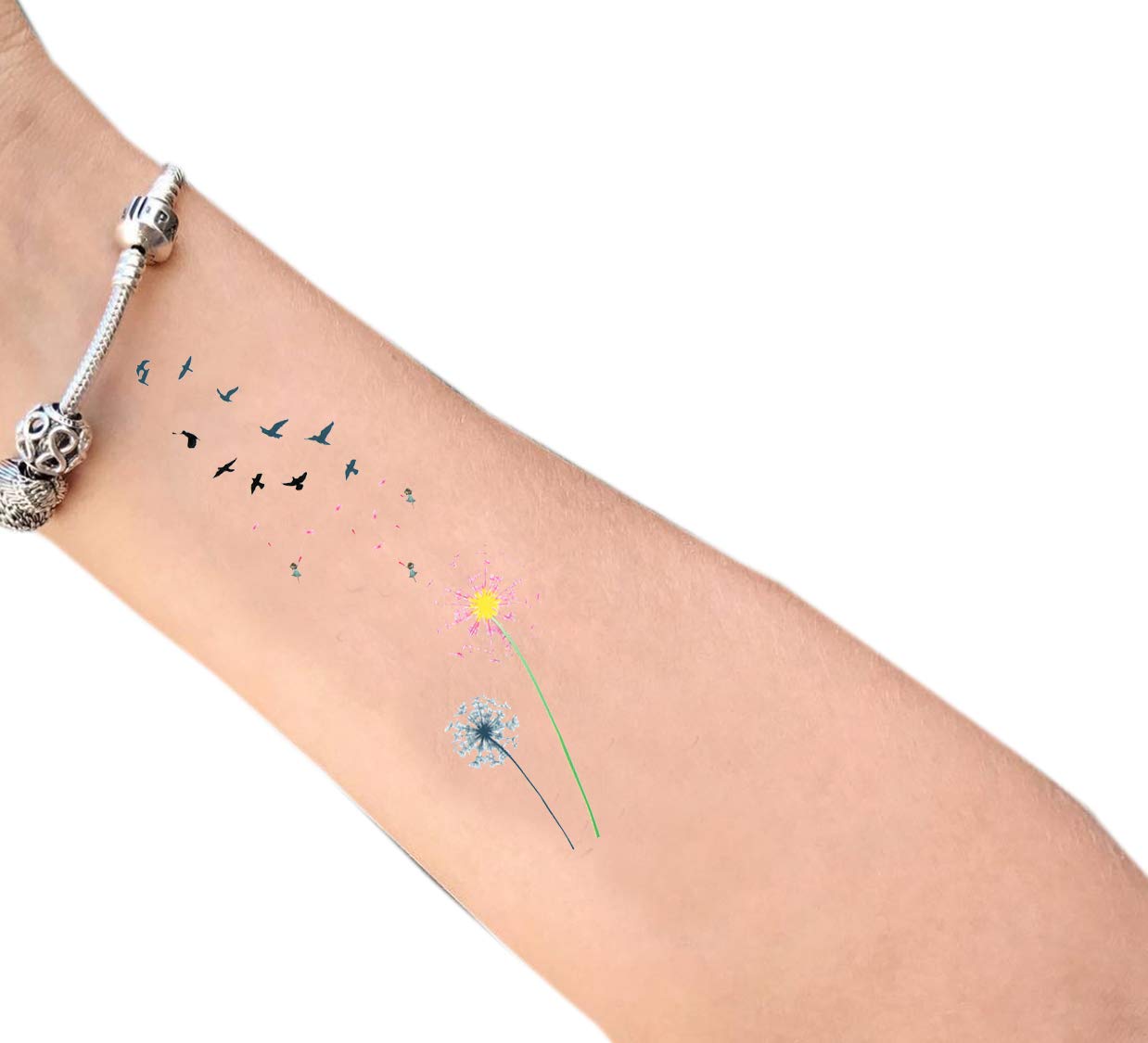 Waterproof Temporary Tattoo Stickers for Men & Women - 3D Realistic Flowers, Butterflies, Stars, Angels, Wolves & Armband Designs (60mm x 105mm) - Perfect for Parties, Halloween, Cosplay & Body Art