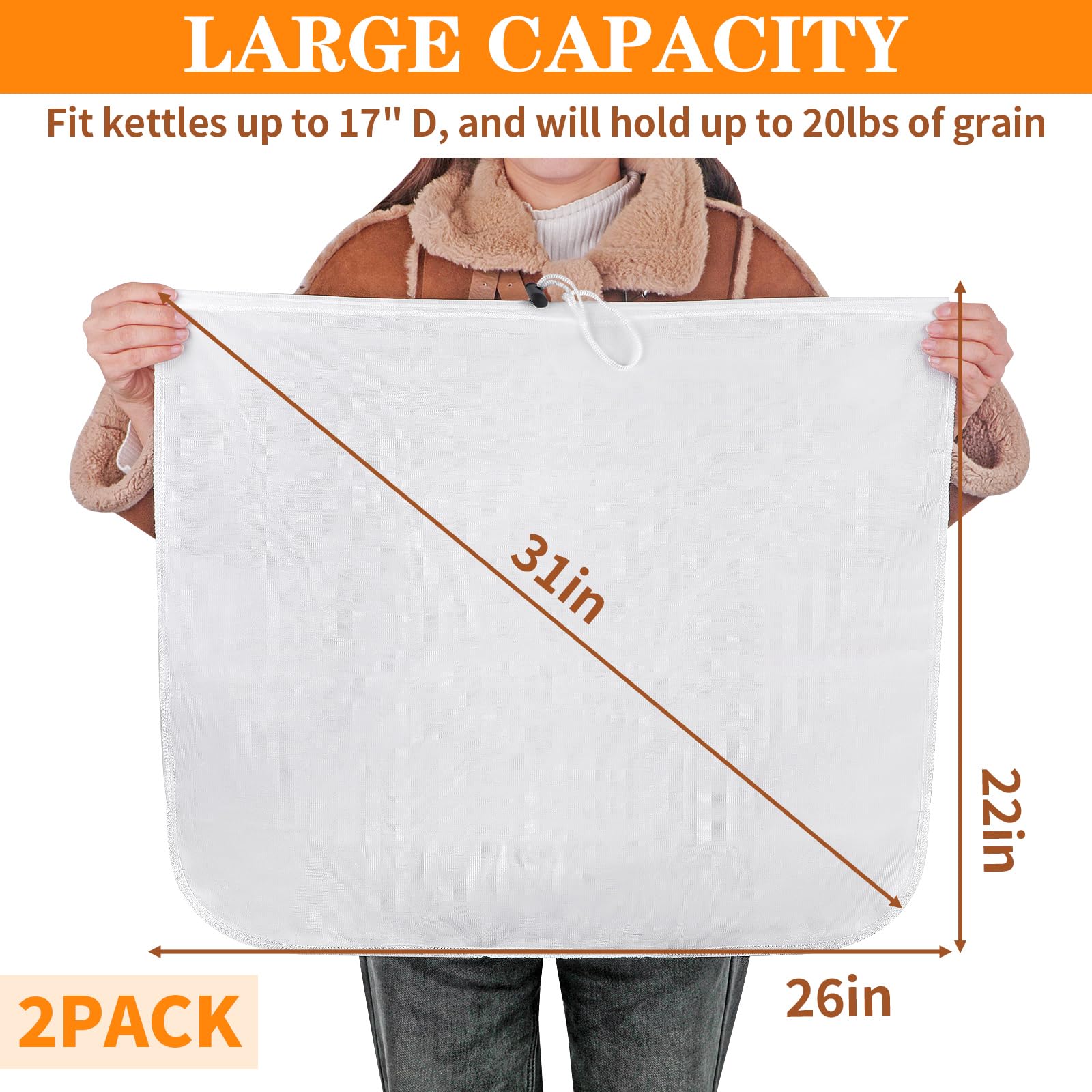 Extra Large Reusable Straining Bags 2 Pack - 26