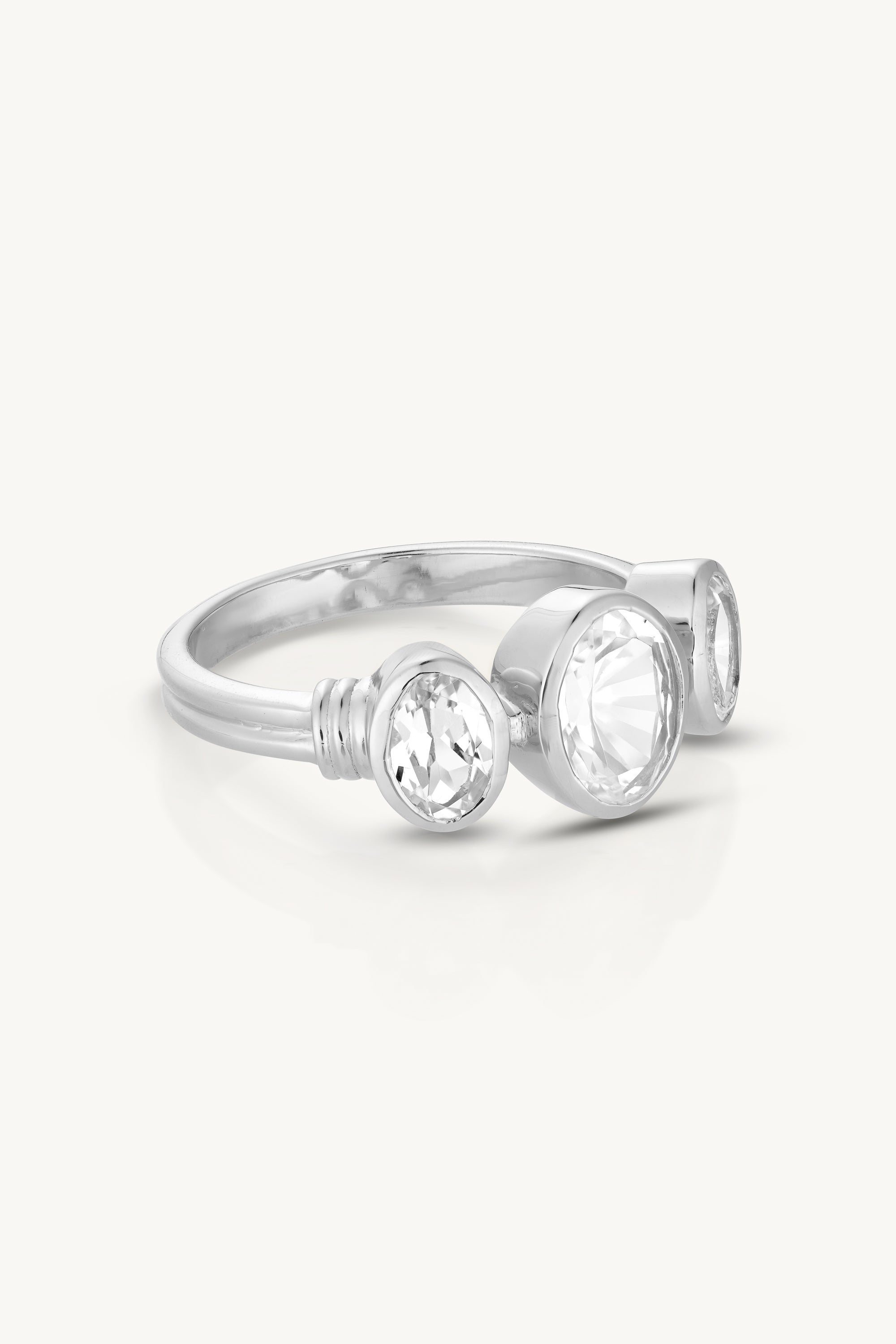 Trinity White Topaz Silver Ring for Women - Elegant Sterling Silver Jewelry for Engagement, Wedding & Everyday Wear