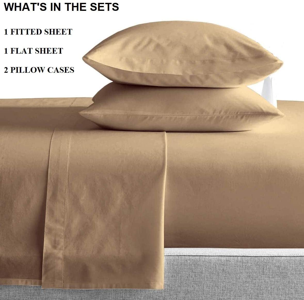 Premium Oversized Pillowcase Set - Extra Large King Size Fits Fluffy & Pancake Pillows - 100% Egyptian Cotton 600 Thread Count Luxury Bedding (Taupe) - Perfect for Master Bedroom, Guest Room & Cozy Home Decor