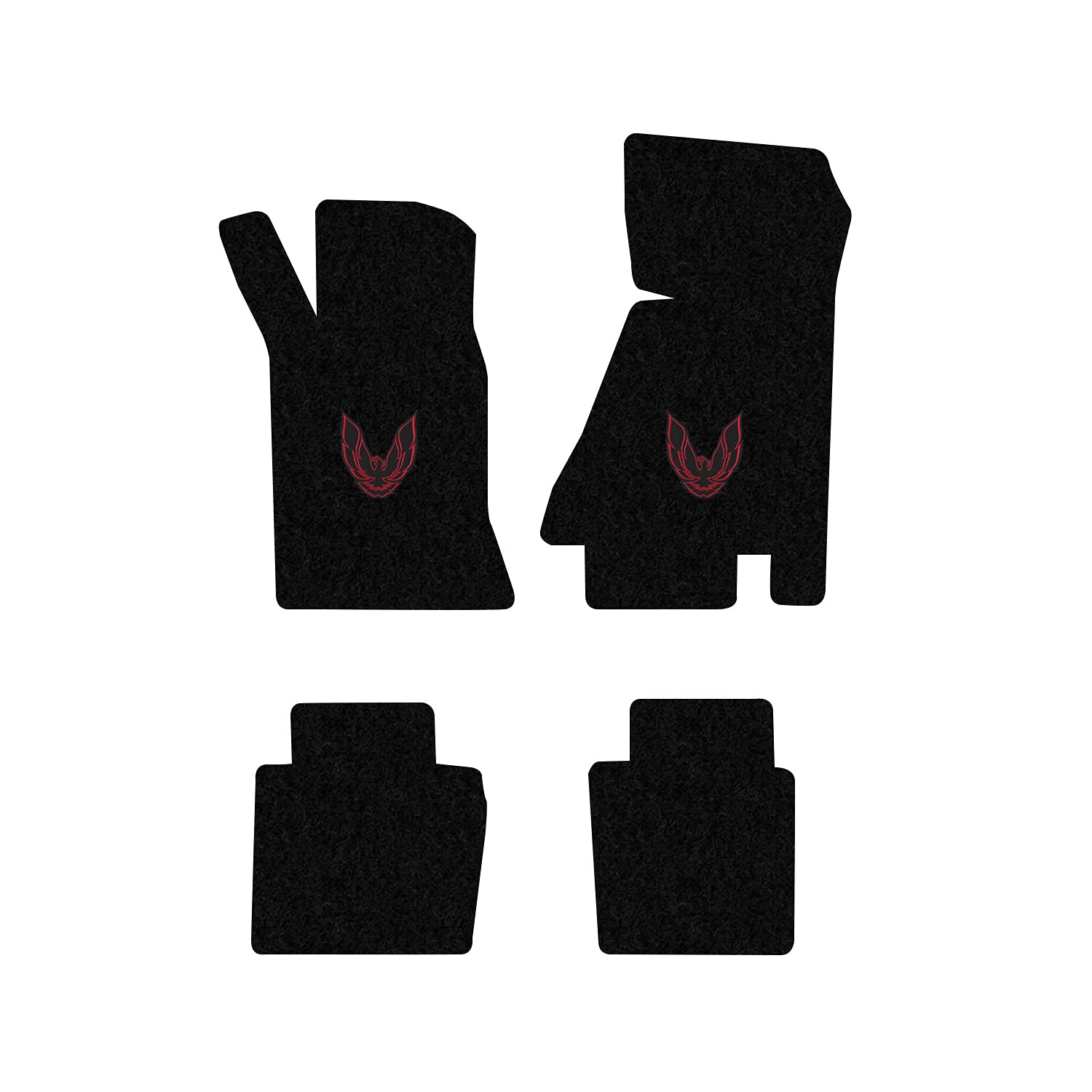 Premium Custom-Fit Lloyd Mats Carpeted Floor Liners for Pontiac Firebird/Trans Am 1982-1992 - Black with Red Firebird Logo (4-Piece Set) - Perfect for Car Enthusiasts & Classic Car Restoration Projects