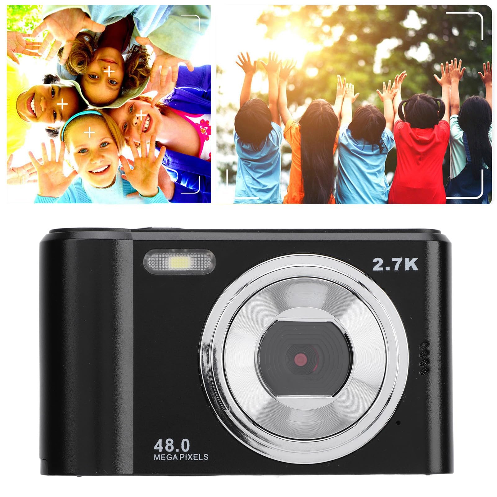 2.7K FHD Digital Camera with 8X Zoom & Anti-Shake - 2.4 Inch Compact Travel Camera for Beginners, Kids & Teens - Perfect for Vacation, Birthday Gifts & Everyday Photography (Black)