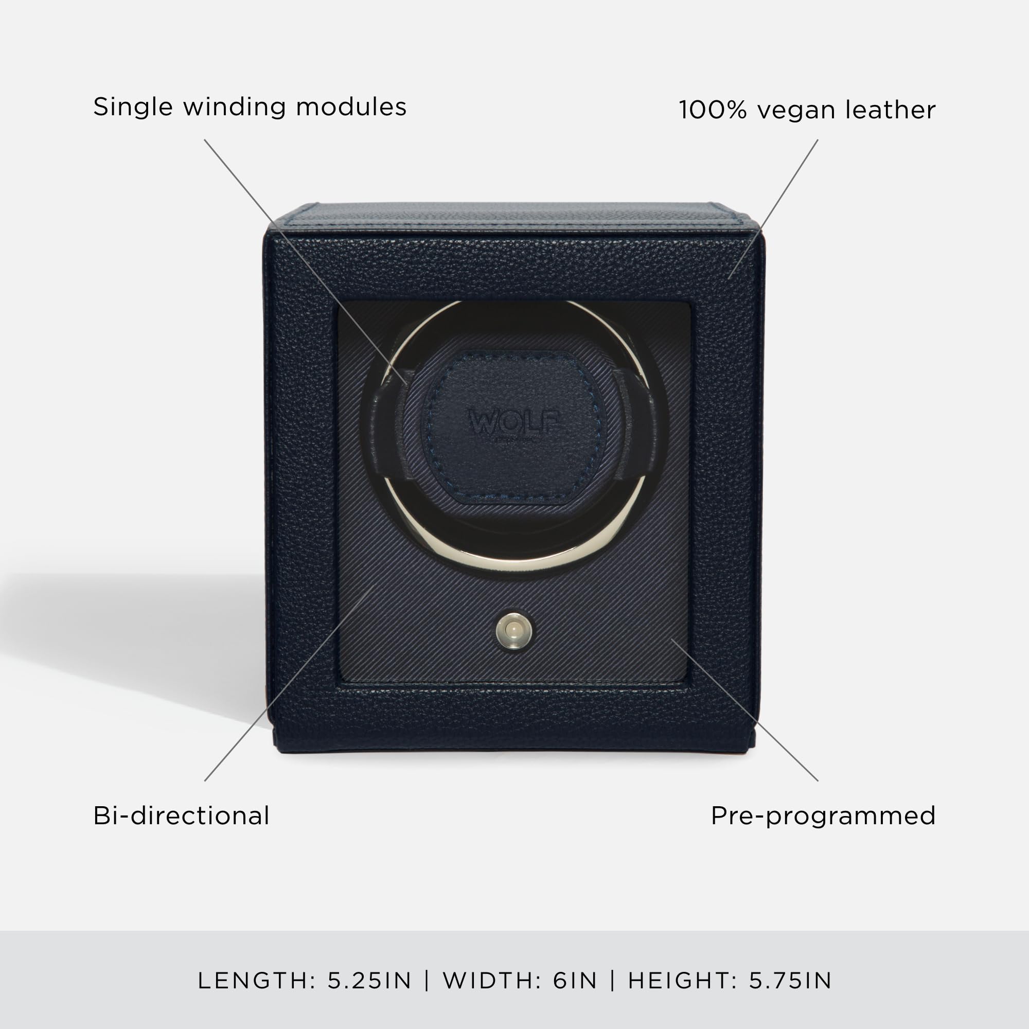 Wolf Cub Single Watch Winder with Glass Cover - Automatic Watch Storage & Display Case for Men | Perfect for Luxury Watch Collection, Nightstand Display & Travel Protection