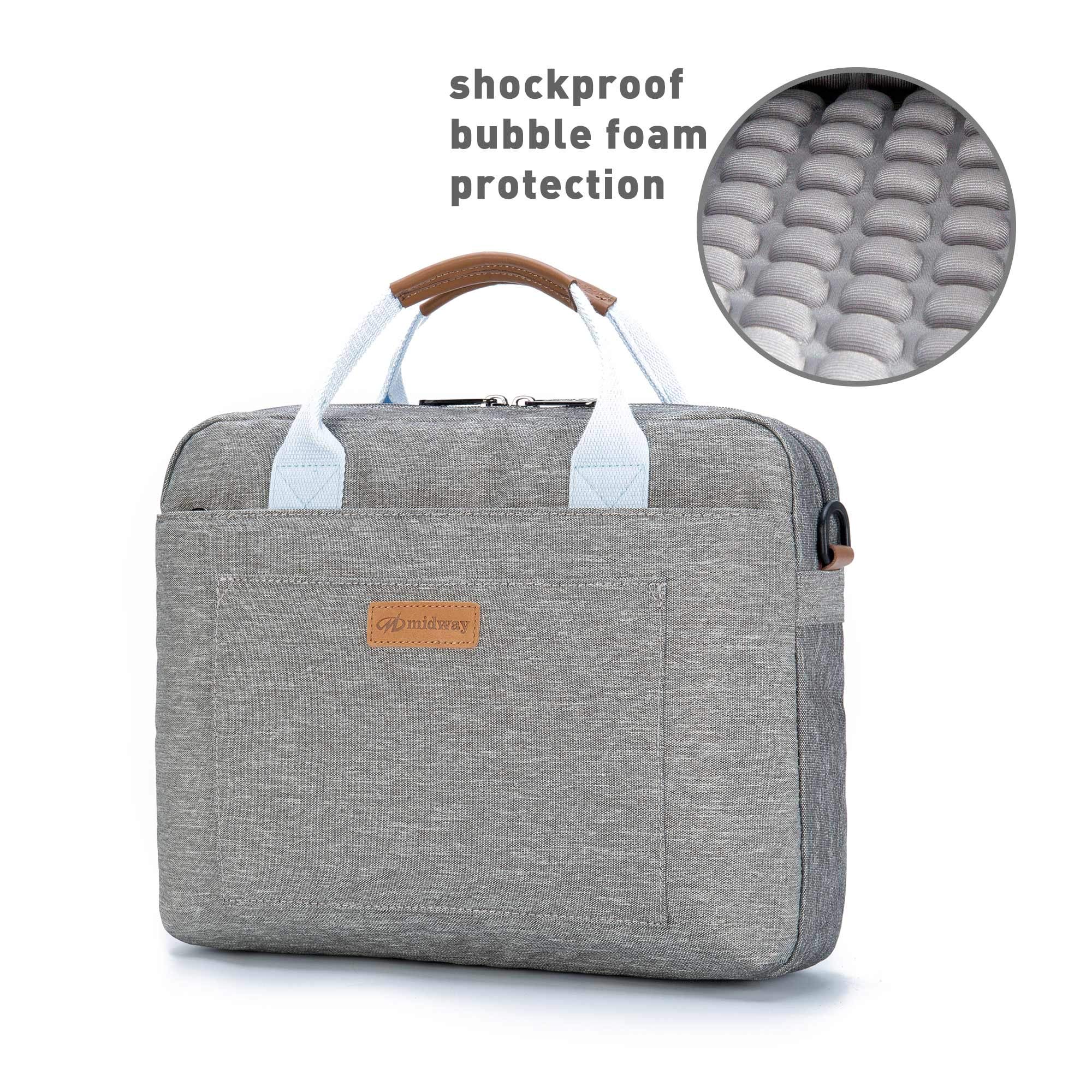Kamlui 15.6 Inch Shockproof Laptop Bag with Adjustable Shoulder Strap - Water Resistant Computer Case for MacBook Air, Dell, HP, Lenovo, Samsung Notebook - Perfect for Work, School & Travel (Gray)