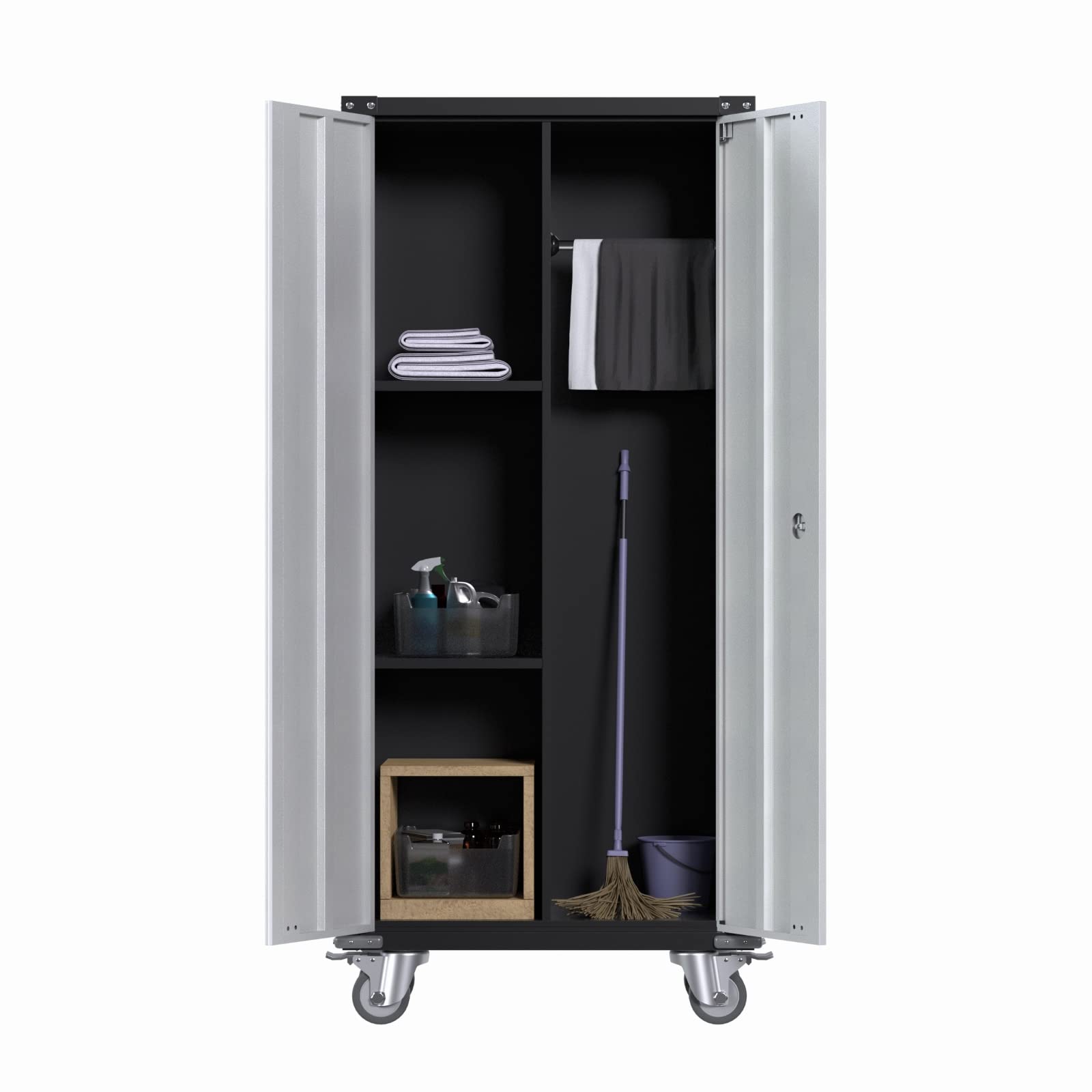Heavy-Duty Metal Garage Storage Cabinet with Wheels - 71