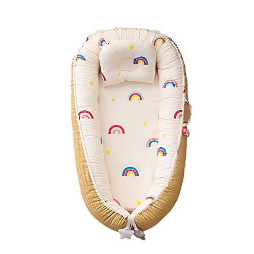 Portable Baby Lounger - Detachable Washable Cotton Infant Nest for Newborns Boys & Girls | Co-Sleeping Bassinet & Crib for Safe Napping, Travel & Nursery Use