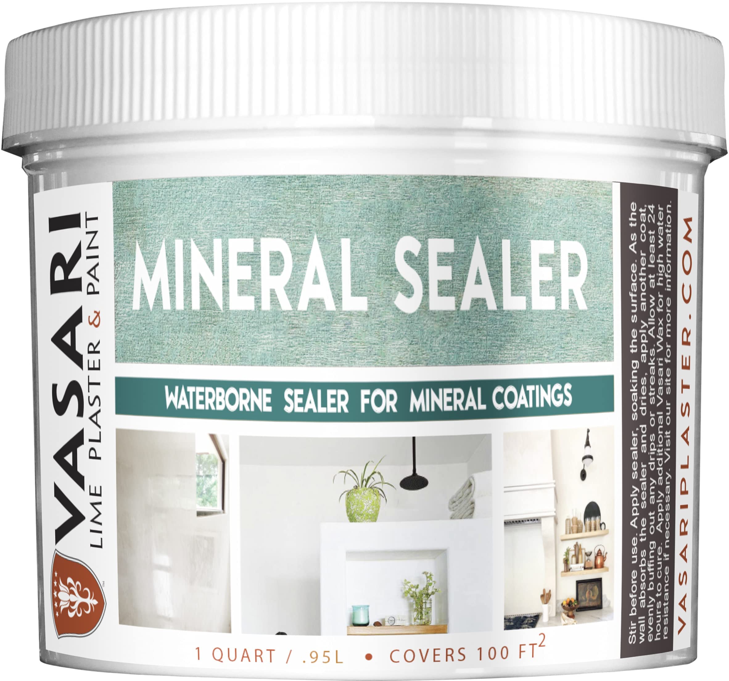 Vasari Plaster Mineral Sealer - 1 Quart (32 oz) for Walls, Ceilings & Decorative Finishes | Waterproof & Protective Coating for Interior & Exterior Surfaces | Ideal for Homes, Restaurants & Commercial Spaces