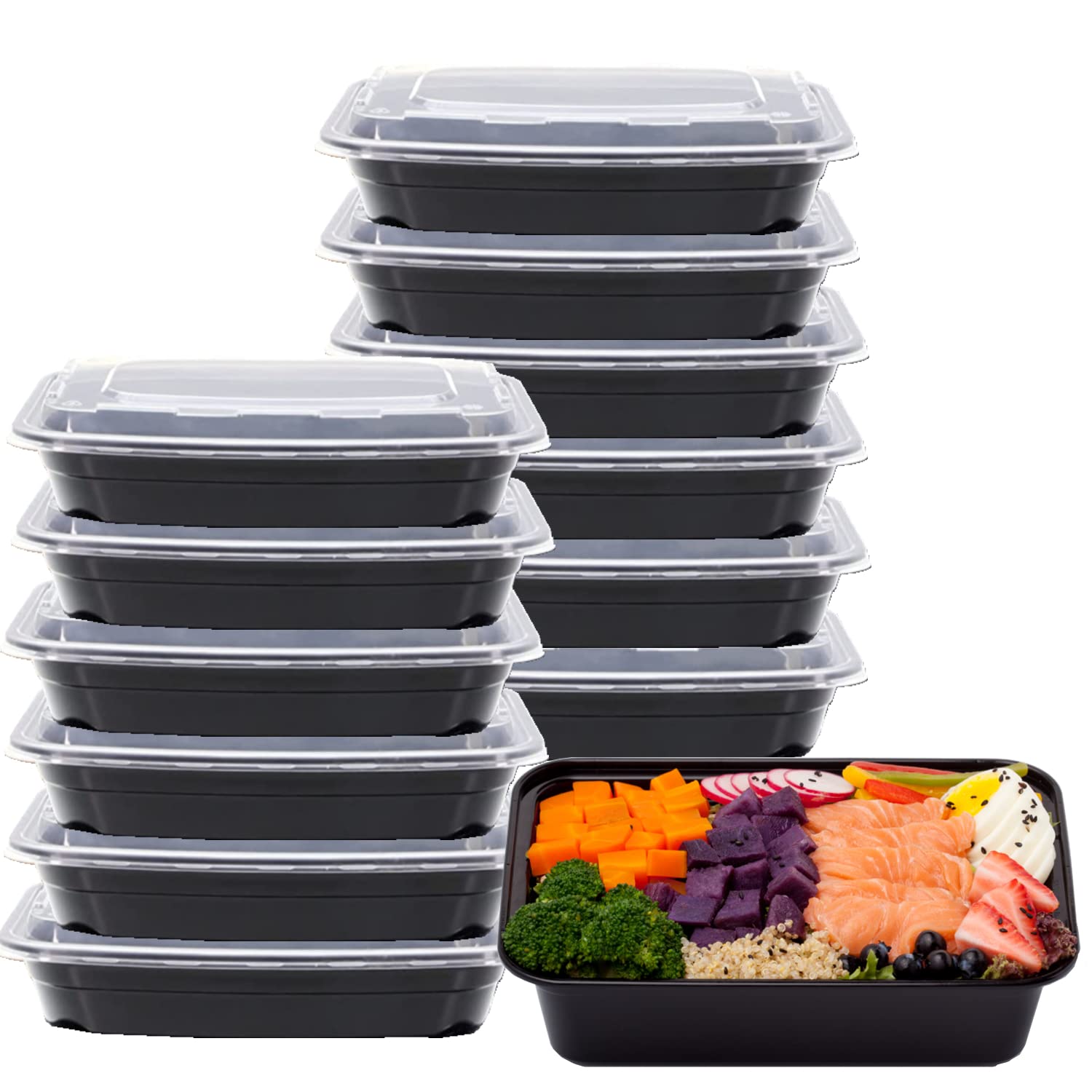 15-Pack 32 oz Plastic Meal Prep Containers with Lids - Leakproof Rectangular Food Storage Box for Restaurants, Kitchens & Takeout | Freezer, Microwave & Dishwasher Safe | Perfect for Meal Prepping, Leftovers & Food Delivery Services