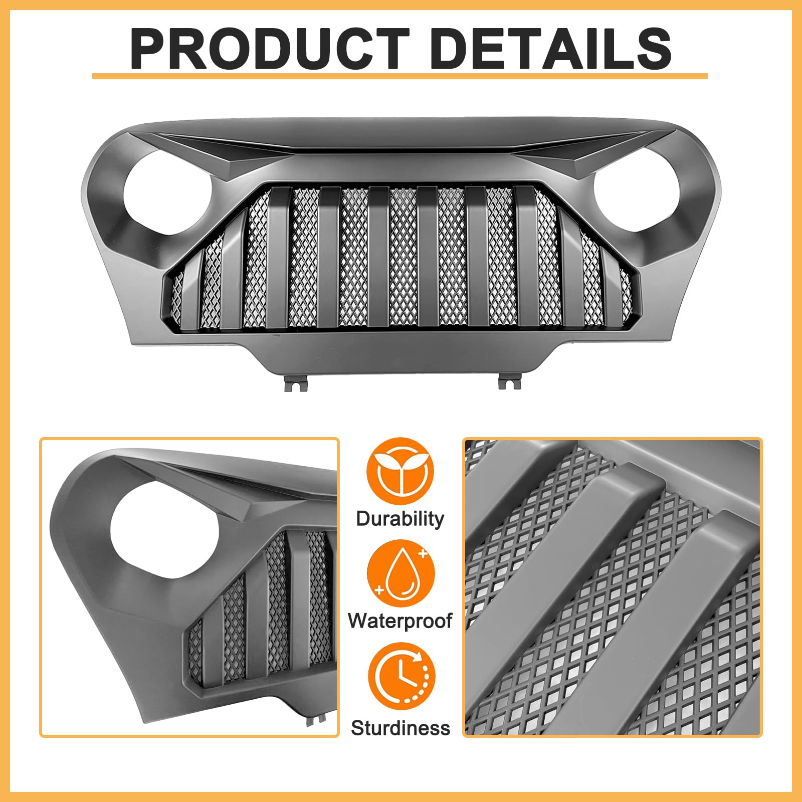 Matte Black Vader Style Grill for Jeep Wrangler TJ & Gladiator (1997-2006) - Heavy Duty Mesh Insert - Off-Road & Street Style Upgrade