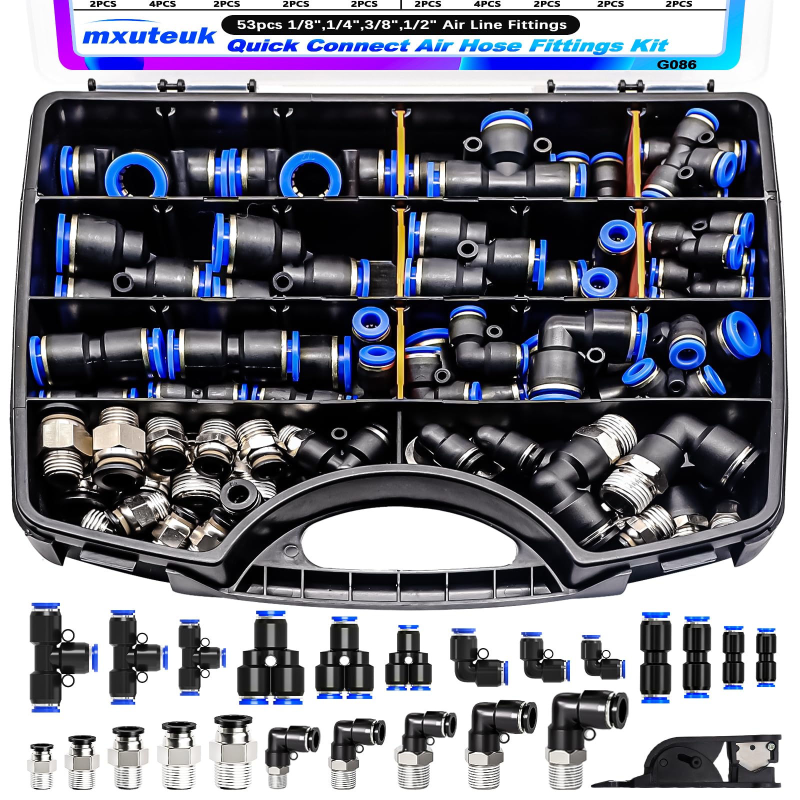 mxuteuk 53PCS Quick Connect Air Hose Fittings Kit - 1/8