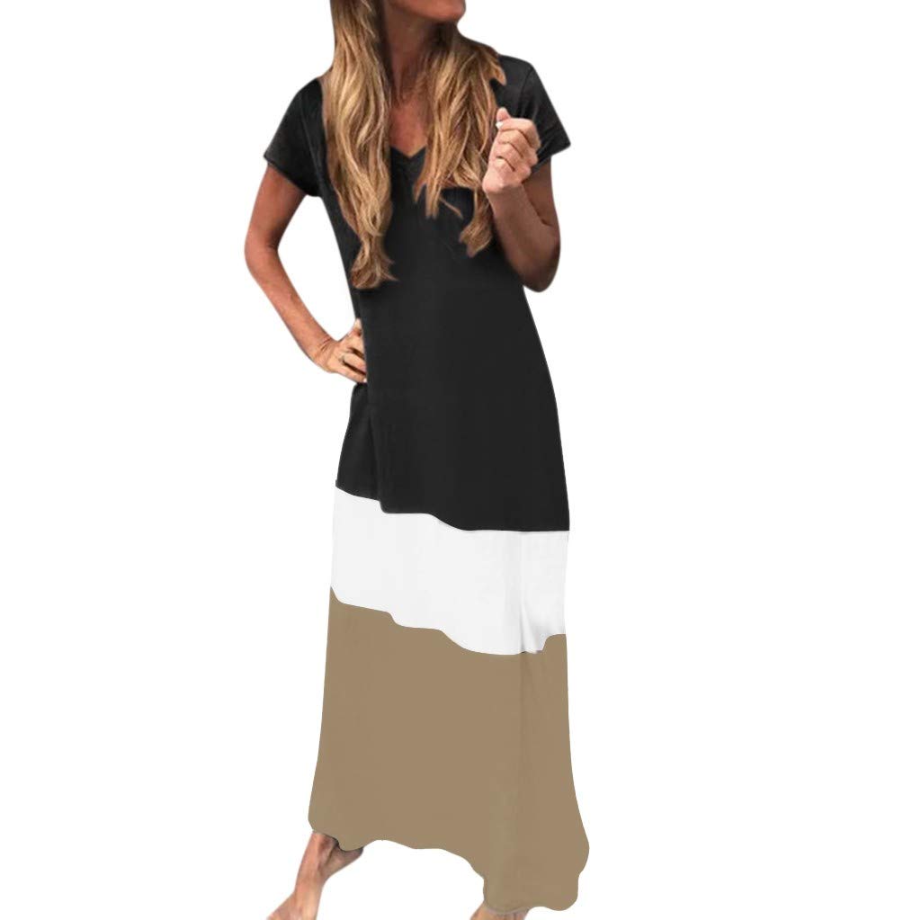 Kaitobe Women's Casual Loose Maxi Dress with Pockets - Short Sleeve Summer Sundress with Side Slit | Perfect for Beach, Vacation & Everyday Wear