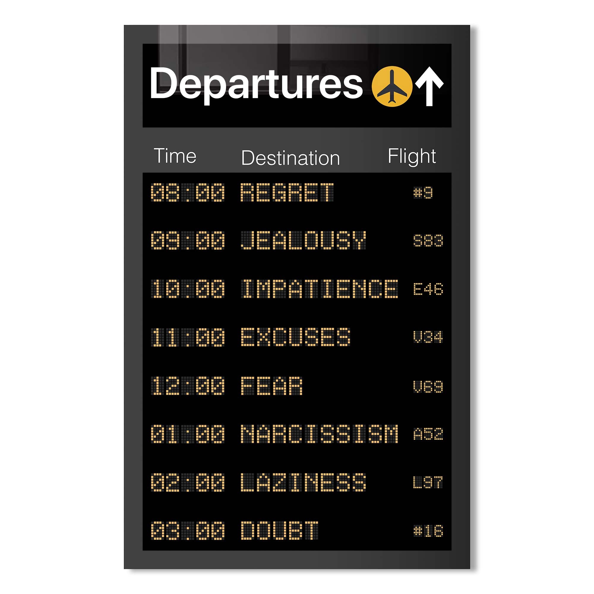 Departures Tempered Glass Wall Art - Shatterproof & Stylish Home Decor for Living Room, Bedroom, or Office