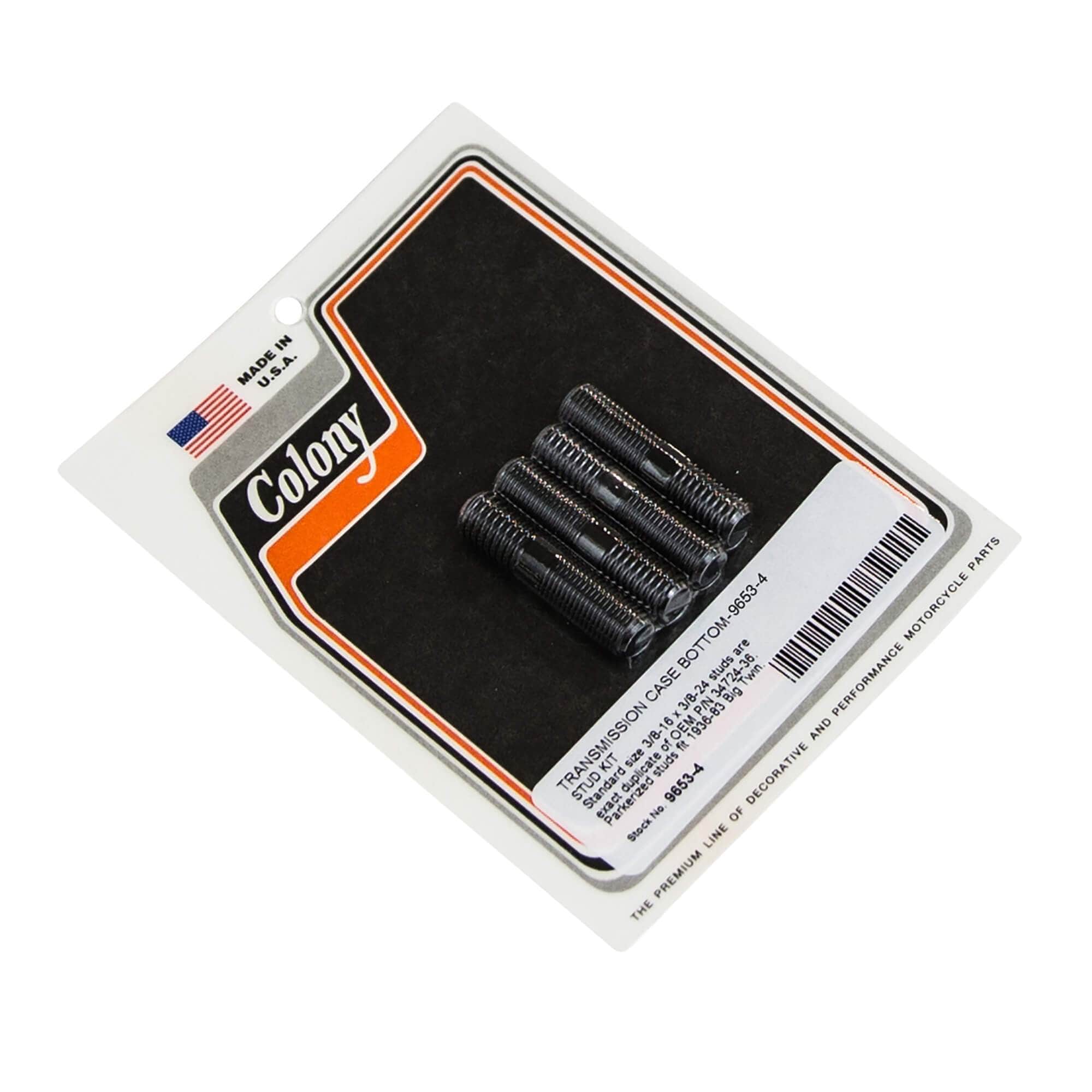 1936-1983 Harley Davidson Big Twins Transmission Case Bottom Stud Kit - Parkerized Finish for Durability | Compatible with Shovelhead, Panhead & Knucklehead Models | Perfect for Engine Rebuilds & Restorations