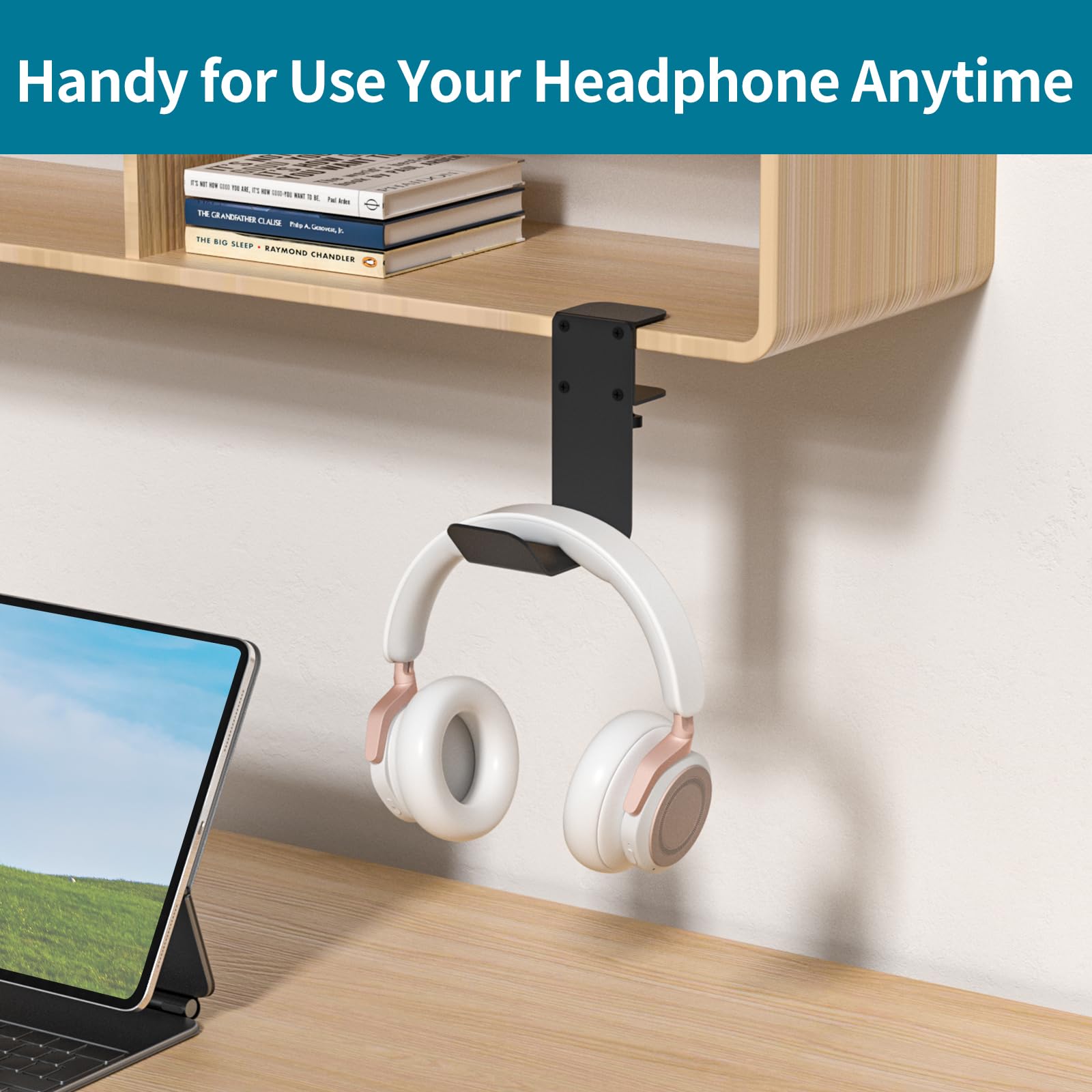 Clamp-On Under Desk Headphone Holder & Backpack Hook - Space Saving Headset Hanger for PC Gaming, Office & Home Use - Perfect for Organizing Headsets, Bags & Accessories