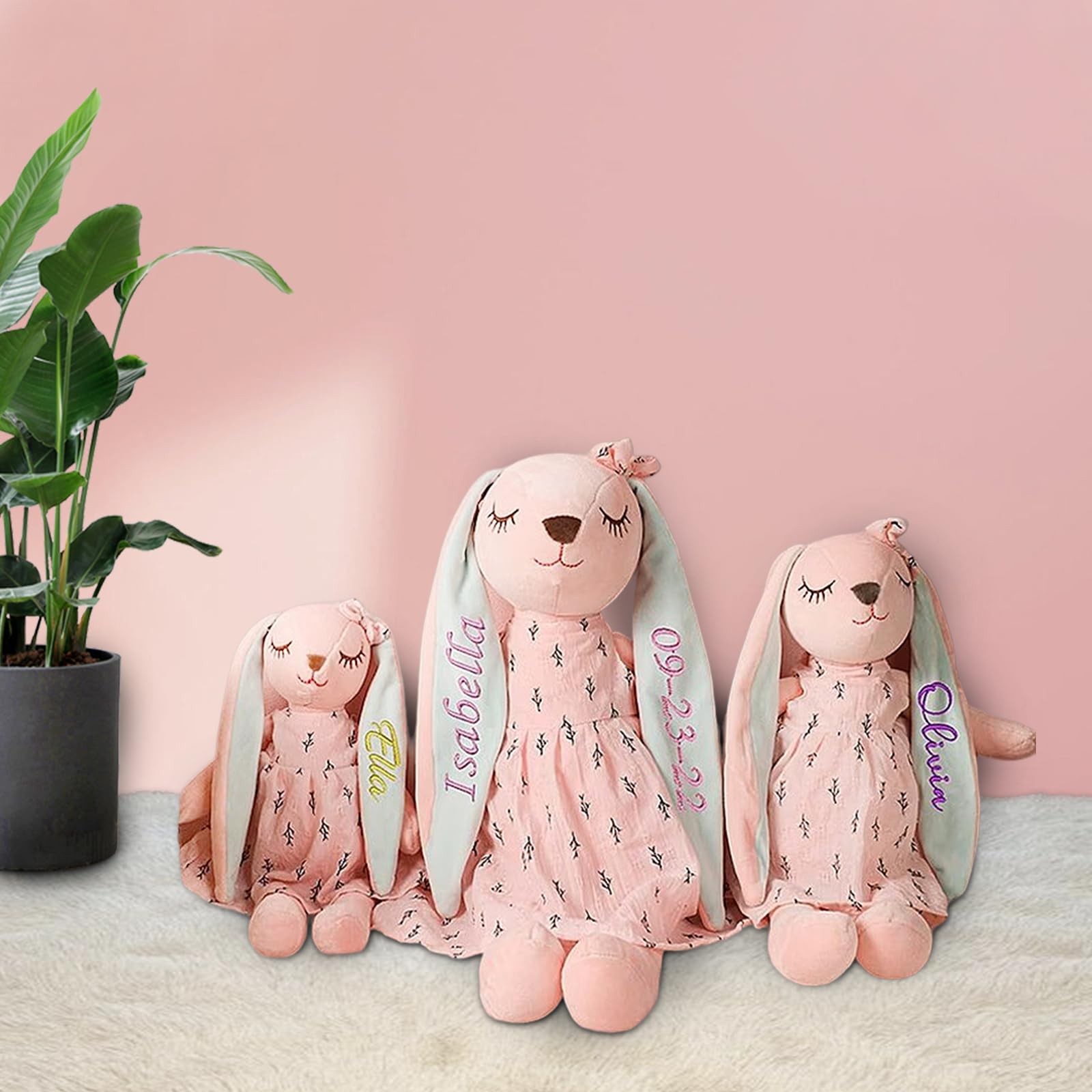 Custom Easter Bunny Plush Toy with Name - Personalized Gift for Baby Girls, Easter Decor