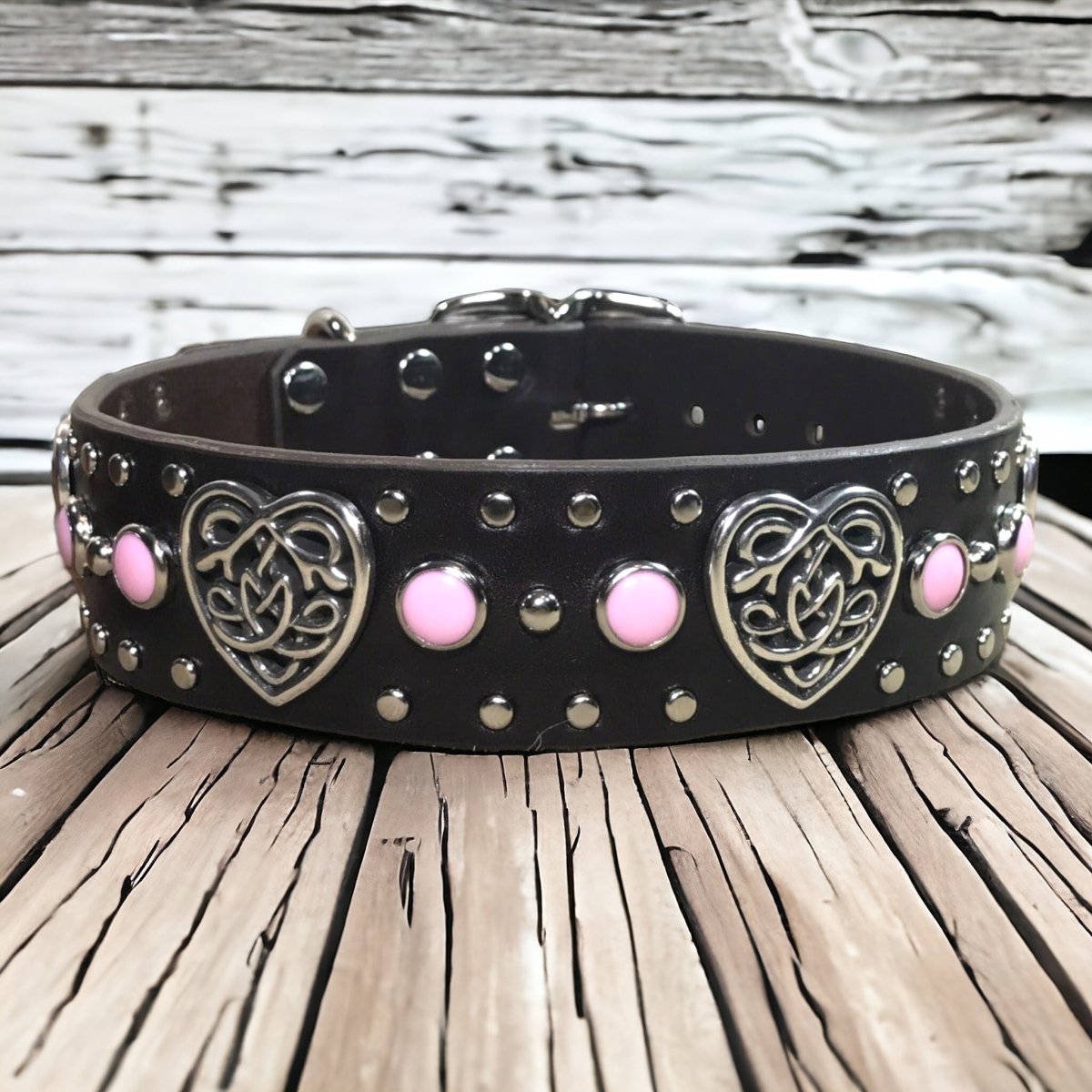 Celtic Heart Single Layer Leather Dog Collar - Adjustable Pet Collar for Small Medium Dogs - Perfect for Daily Walks, Training & Fashion Accessories