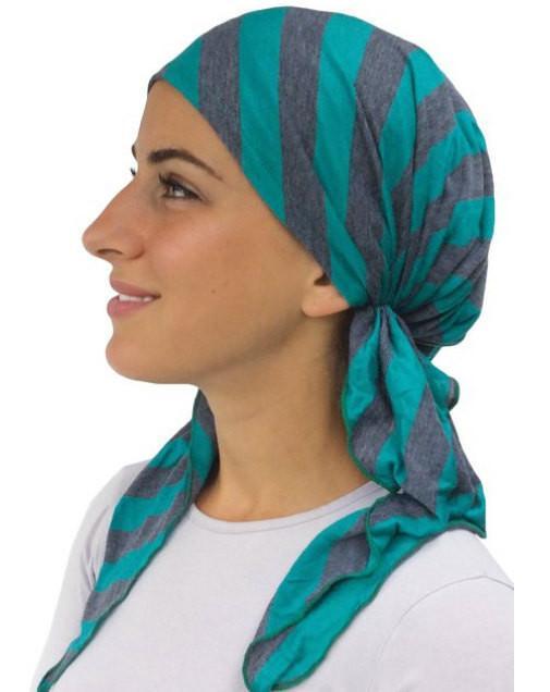 Colorful Striped Jersey Knit Pre-Tied Exercise Hijab - Breathable Workout Headscarf for Women - Made in USA - Perfect for Running, Yoga & Gym Activities