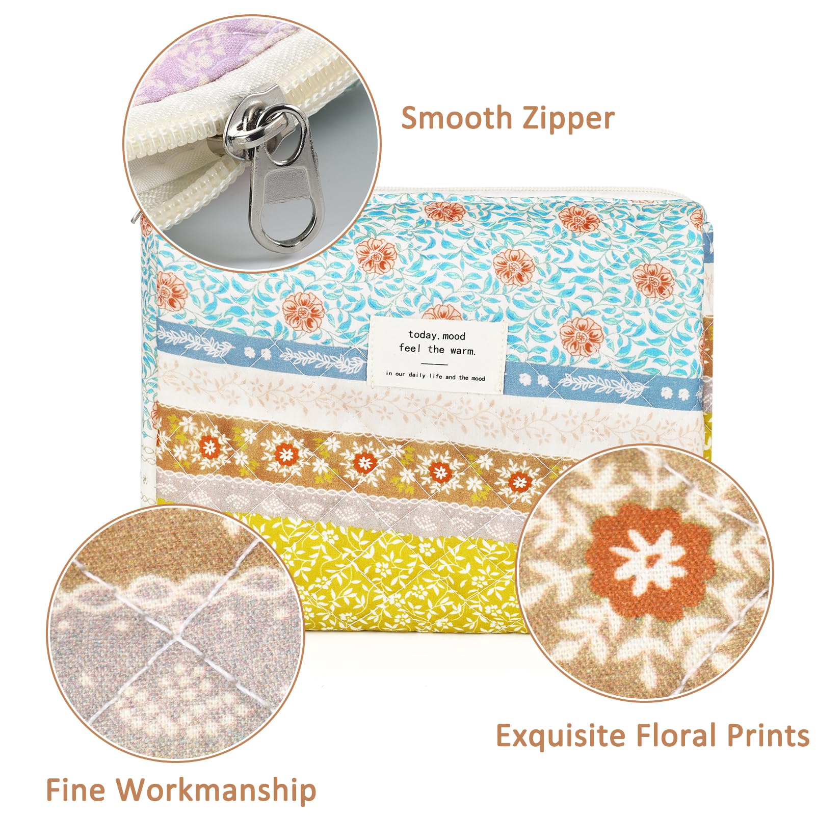 Trendy Floral Cotton Makeup Bag for Women - Travel & Storage Organizer