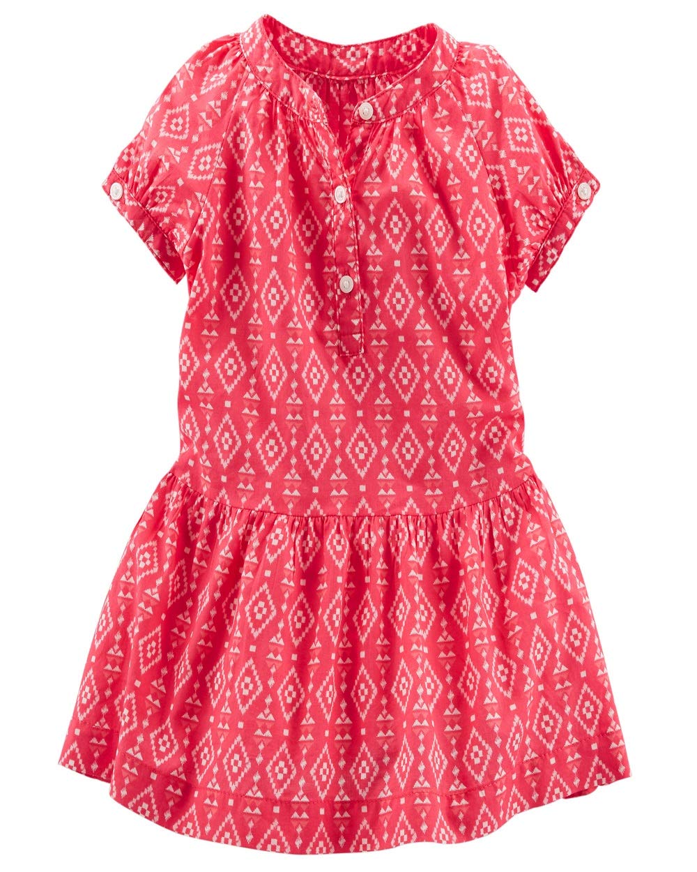 OshKosh B'Gosh Baby Girls' 2-Piece Geo Print Poplin Dress - Pink (4T) | Cute Casual Outfit for Toddler Girls | Perfect for Playdates, Parties & Family Photos