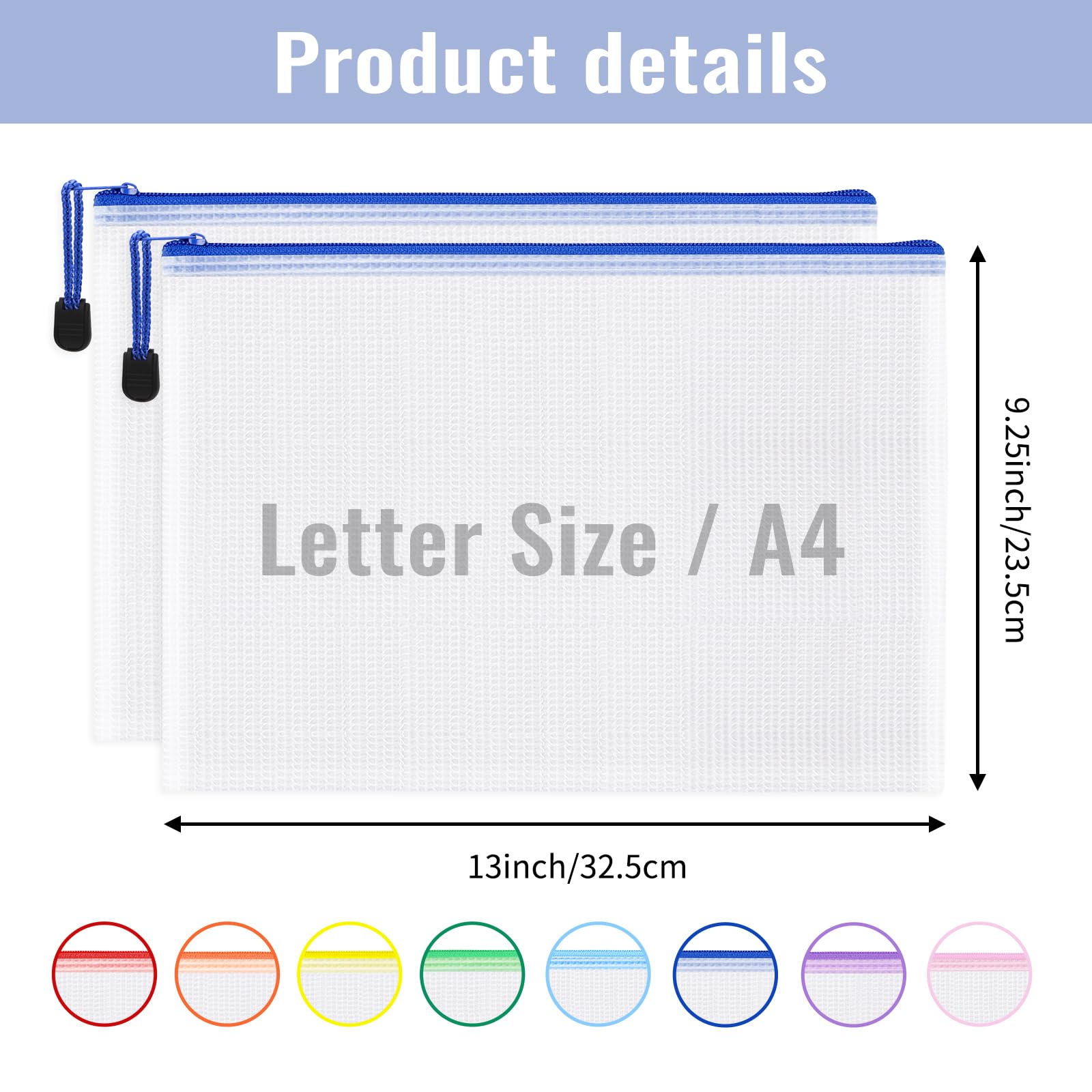 24-Pack A4 Size Mesh Plastic Zipper Pouch Bags - Waterproof Storage Organizer for Board Games, Puzzles, School & Office Supplies | Perfect for Classroom Organization, Travel & Craft Storage