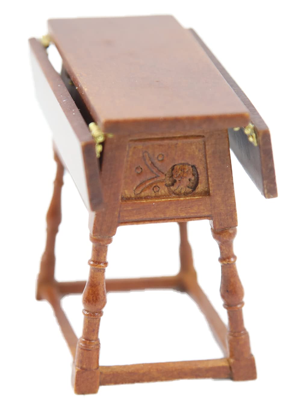 Melody Jane Dollhouse Wooden Tudor Drop Leaf Table - Miniature Walnut Dining Furniture for Dolls Houses - Perfect for Dollhouse Decor, Collectibles & Miniature Scenes