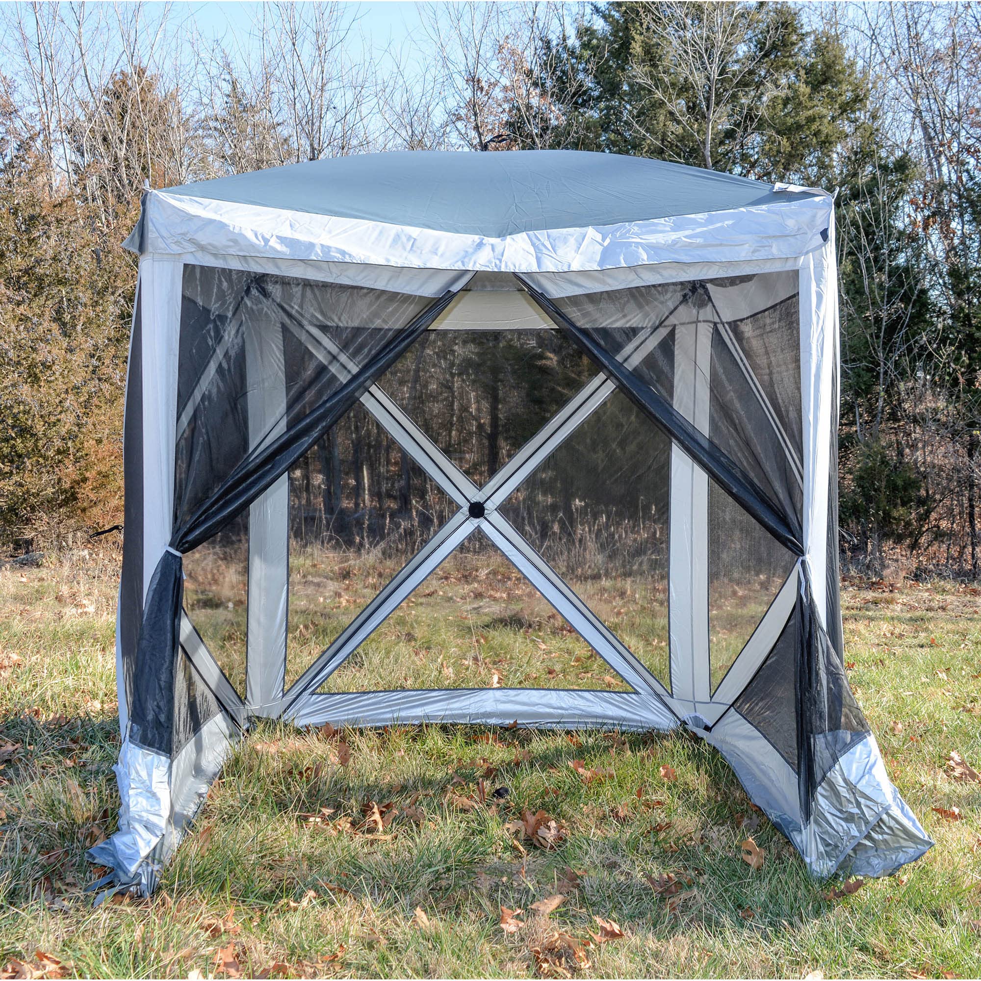 6 Ft. x 6 Ft. Portable Pop-Up Canopy Tent with Mesh Screen - Perfect for Camping, Beach, Backyard, and Outdoor Events
